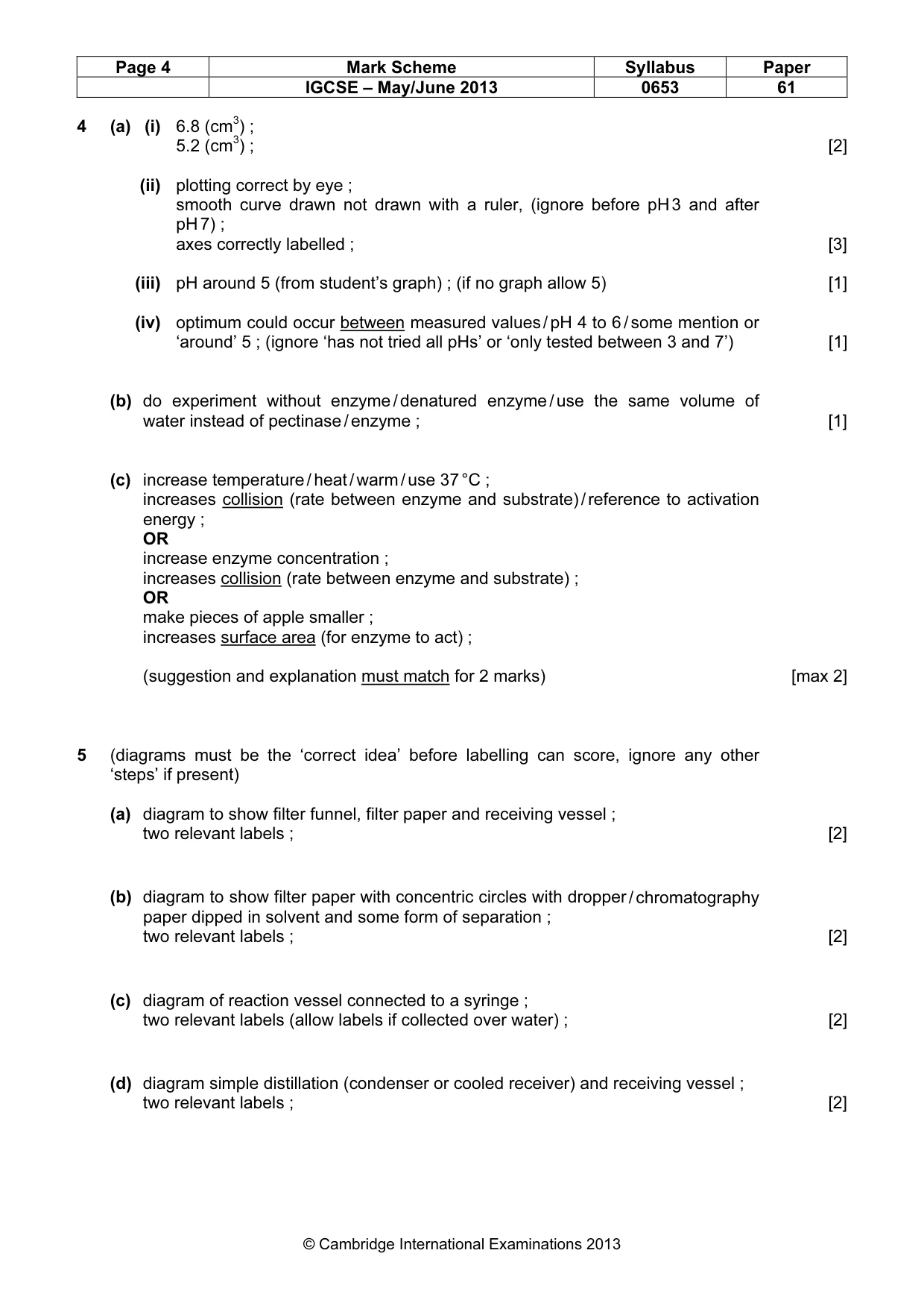 Mark scheme, page 4 of 5