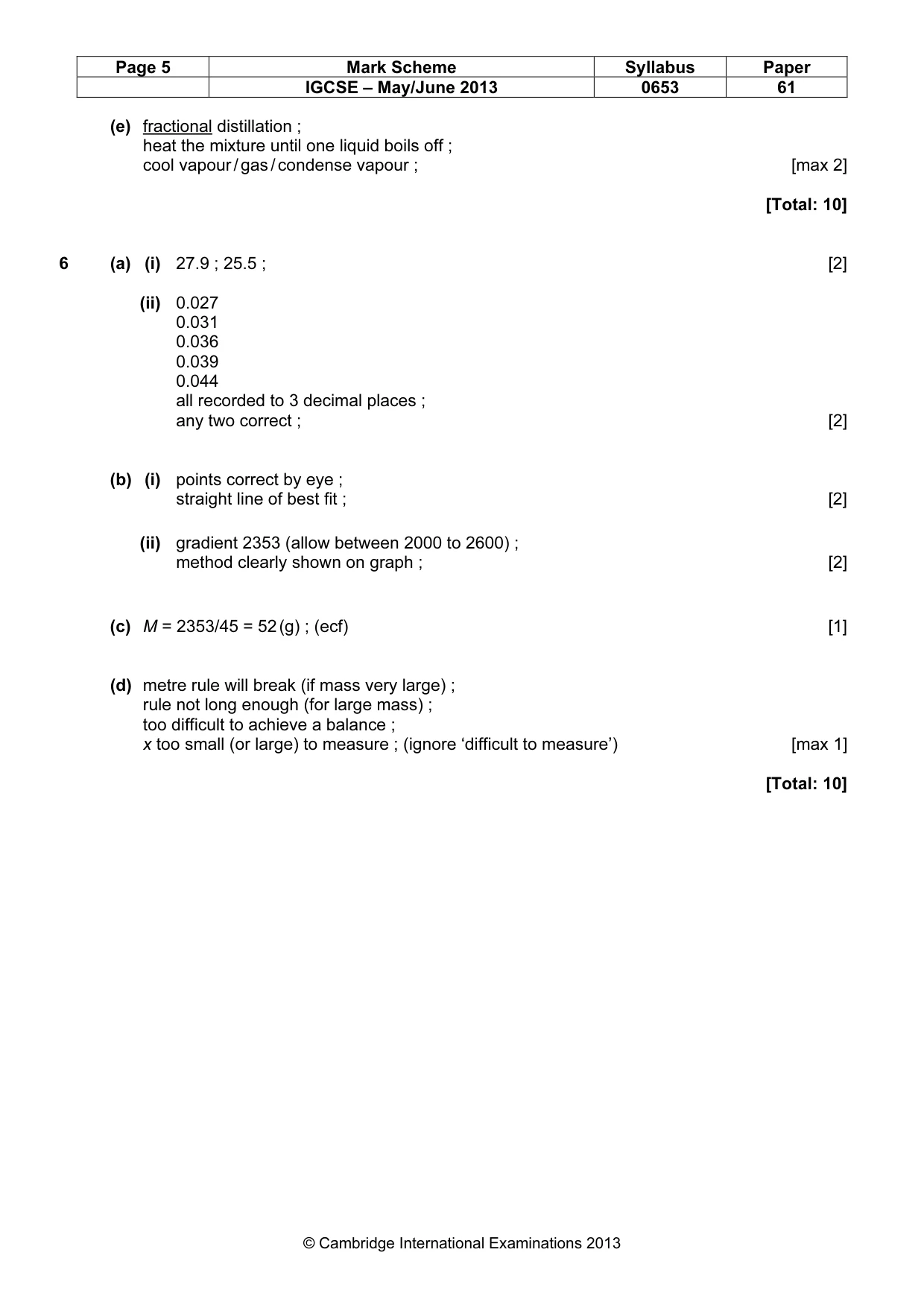 Mark scheme, page 5 of 5