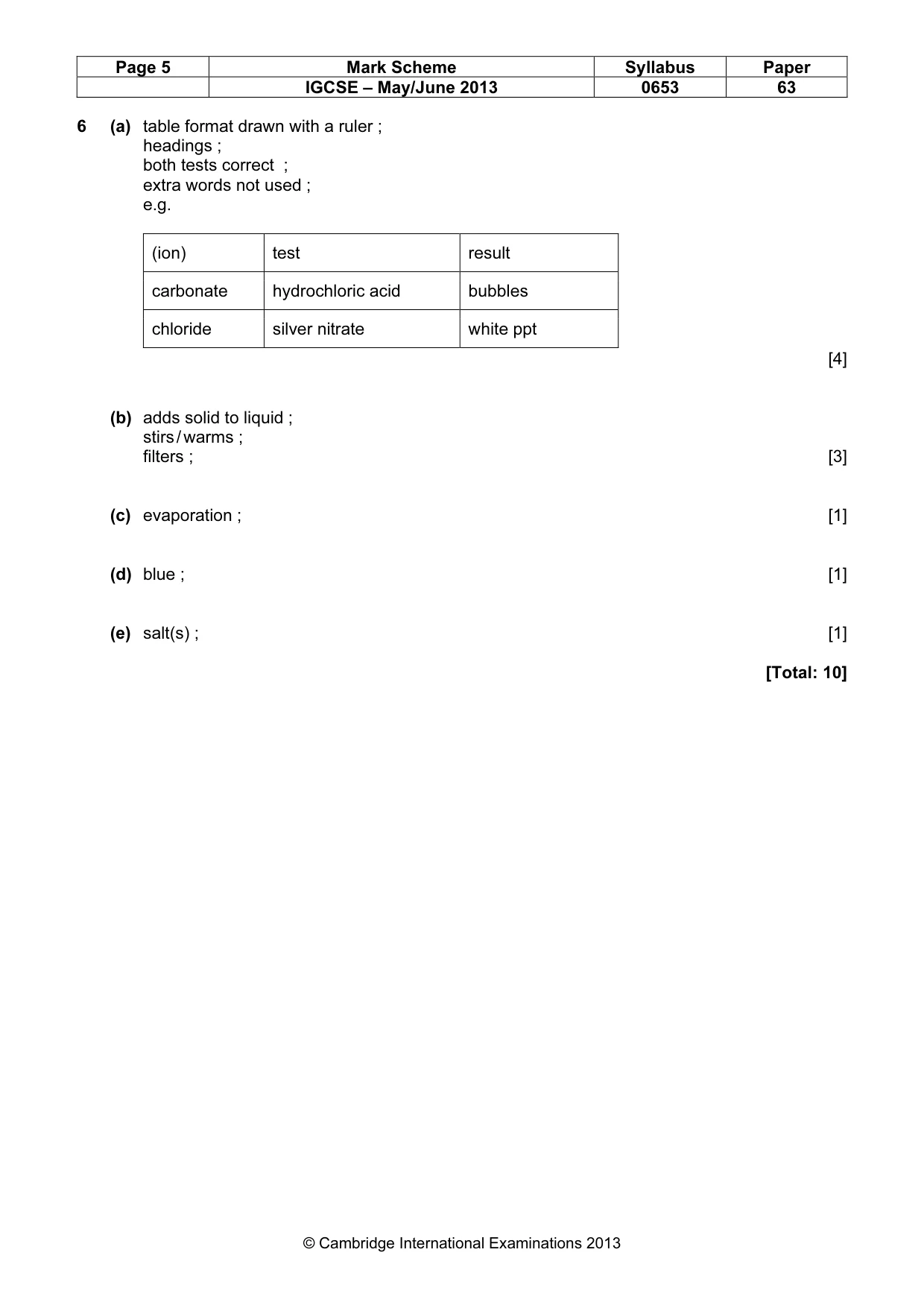 Mark scheme, page 5 of 5