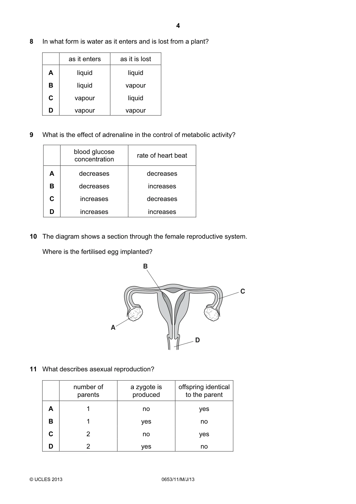 Cambridge IGCSE Science - Combined 0653 2013 May/June Paper 1 · Variant 1 question paper, page 4 of 16