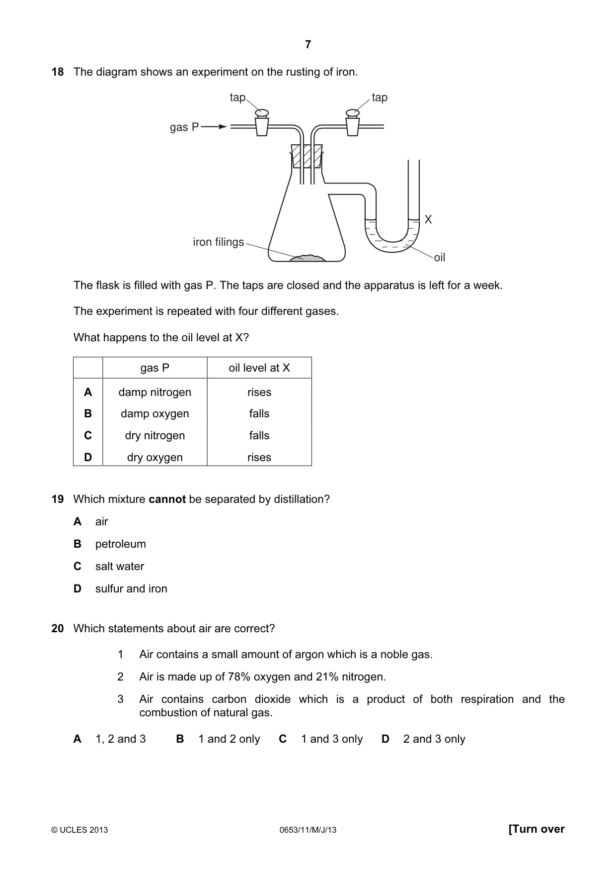 Cambridge IGCSE Science - Combined 0653 2013 May/June Paper 1 · Variant 1 question paper, page 7 of 16