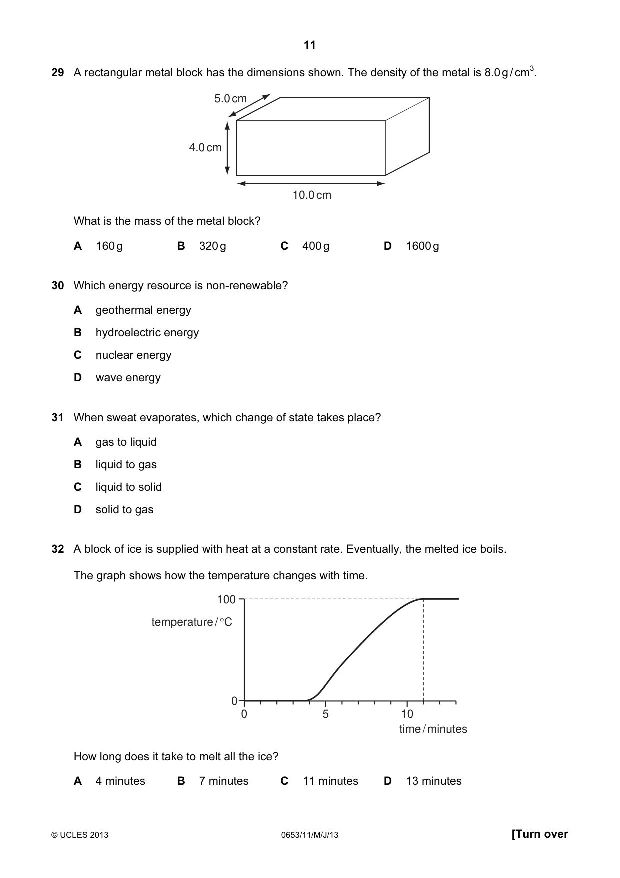 Cambridge IGCSE Science - Combined 0653 2013 May/June Paper 1 · Variant 1 question paper, page 11 of 16