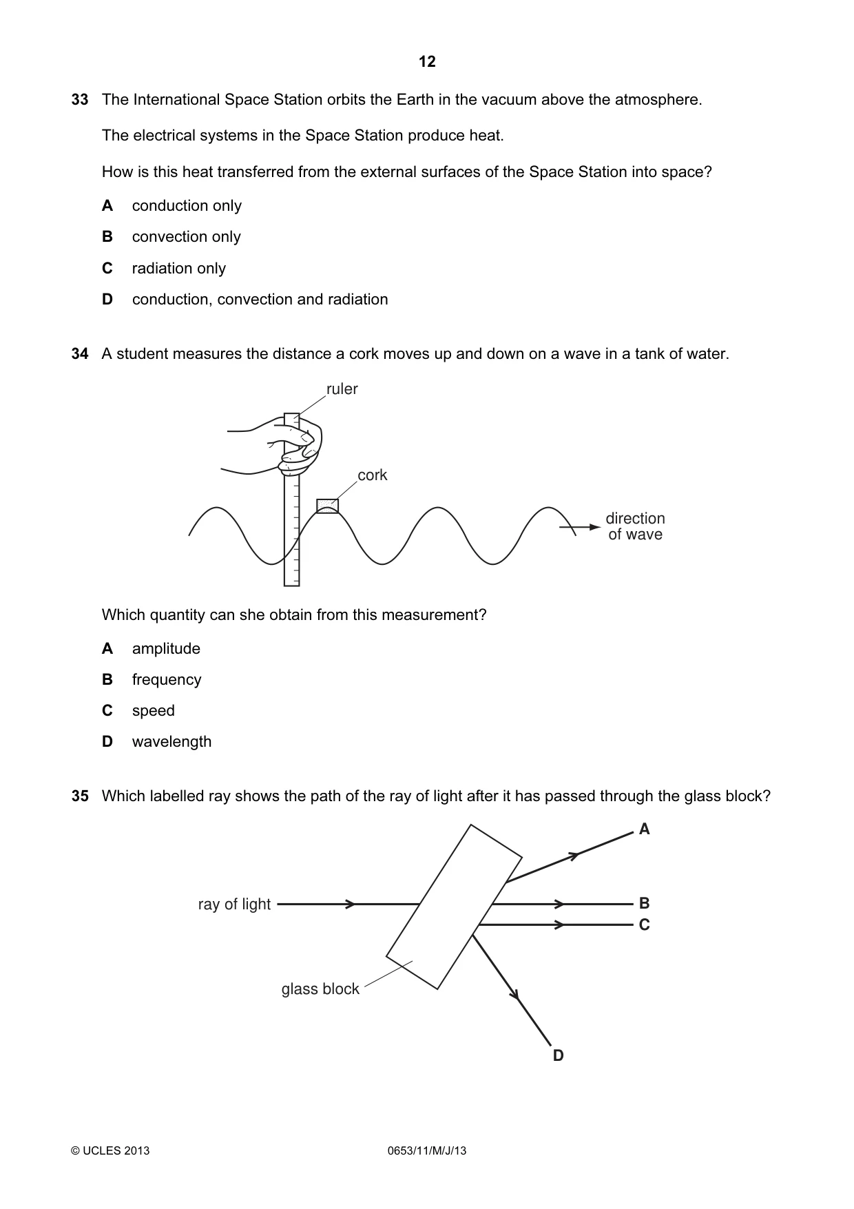 Cambridge IGCSE Science - Combined 0653 2013 May/June Paper 1 · Variant 1 question paper, page 12 of 16