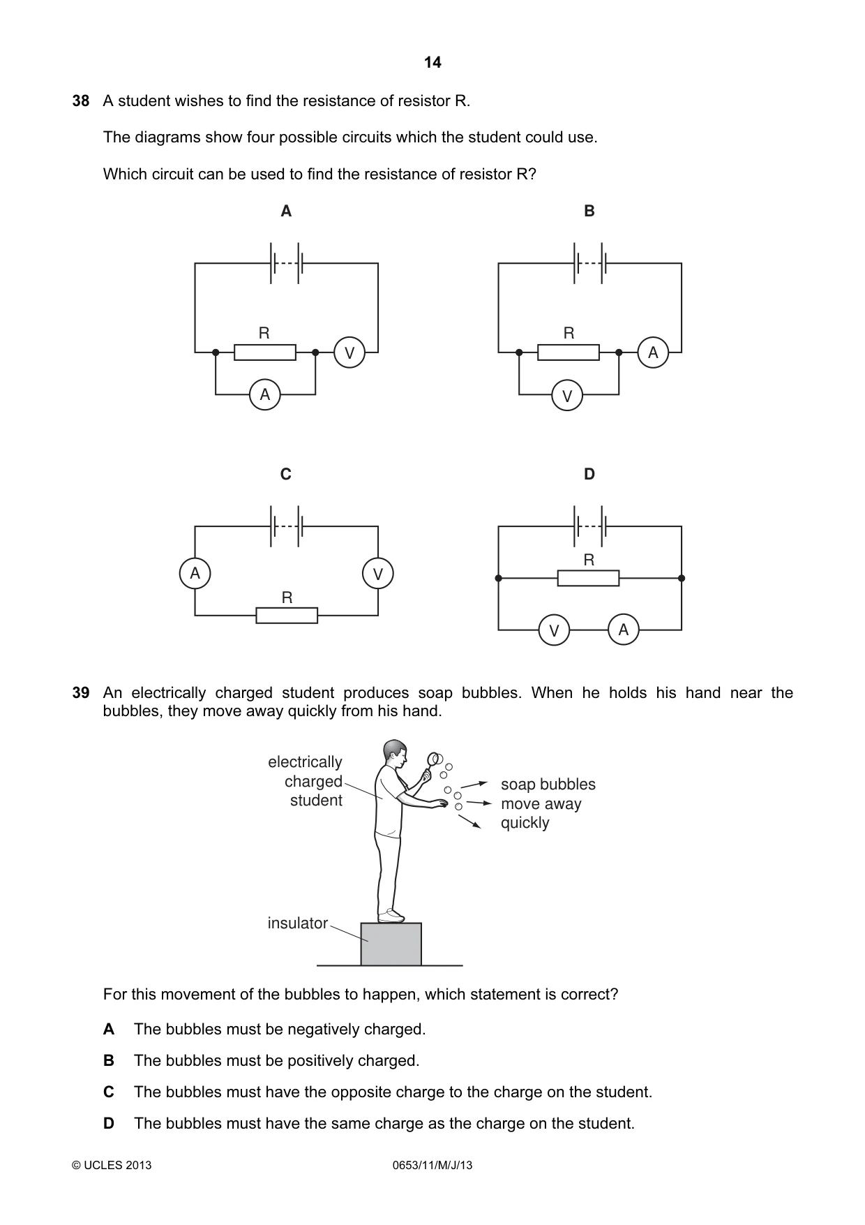 Cambridge IGCSE Science - Combined 0653 2013 May/June Paper 1 · Variant 1 question paper, page 14 of 16