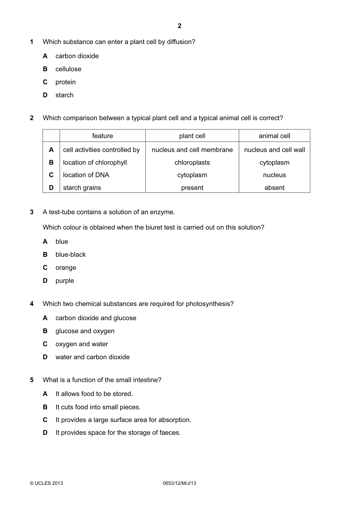 Cambridge IGCSE Science - Combined 0653 2013 May/June Paper 1 · Variant 2 question paper, page 2 of 16