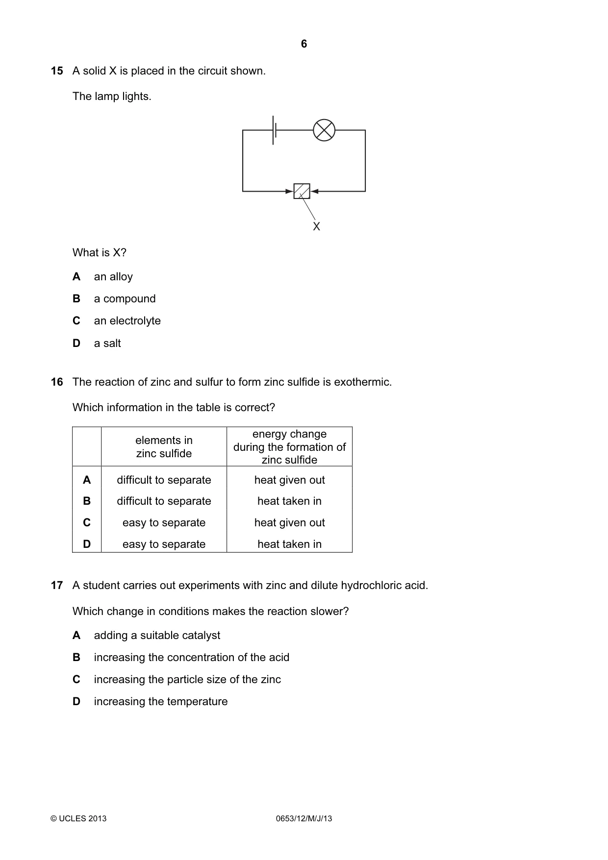 Cambridge IGCSE Science - Combined 0653 2013 May/June Paper 1 · Variant 2 question paper, page 6 of 16