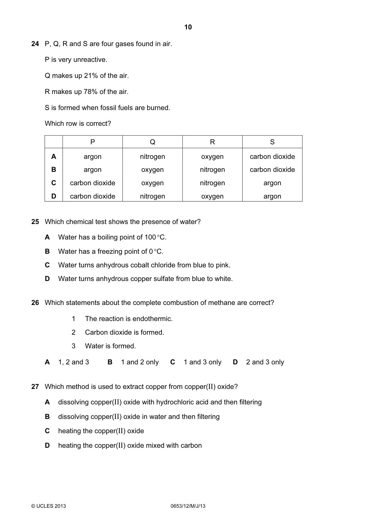 Cambridge IGCSE Science - Combined 0653 2013 May/June Paper 1 · Variant 2 question paper, page 10 of 16