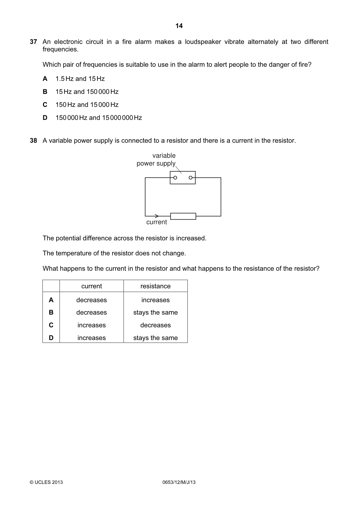 Cambridge IGCSE Science - Combined 0653 2013 May/June Paper 1 · Variant 2 question paper, page 14 of 16