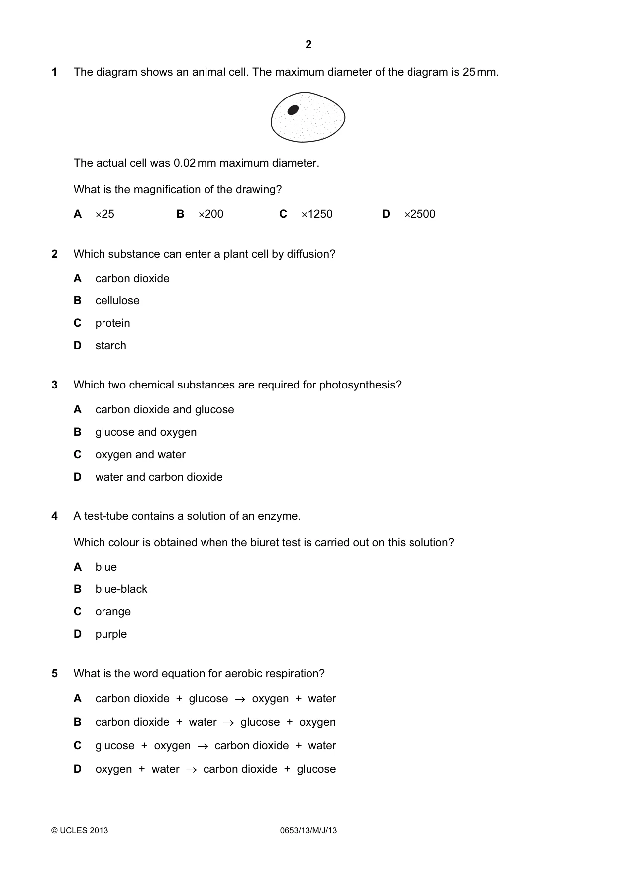 Cambridge IGCSE Science - Combined 0653 2013 May/June Paper 1 · Variant 3 question paper, page 2 of 20