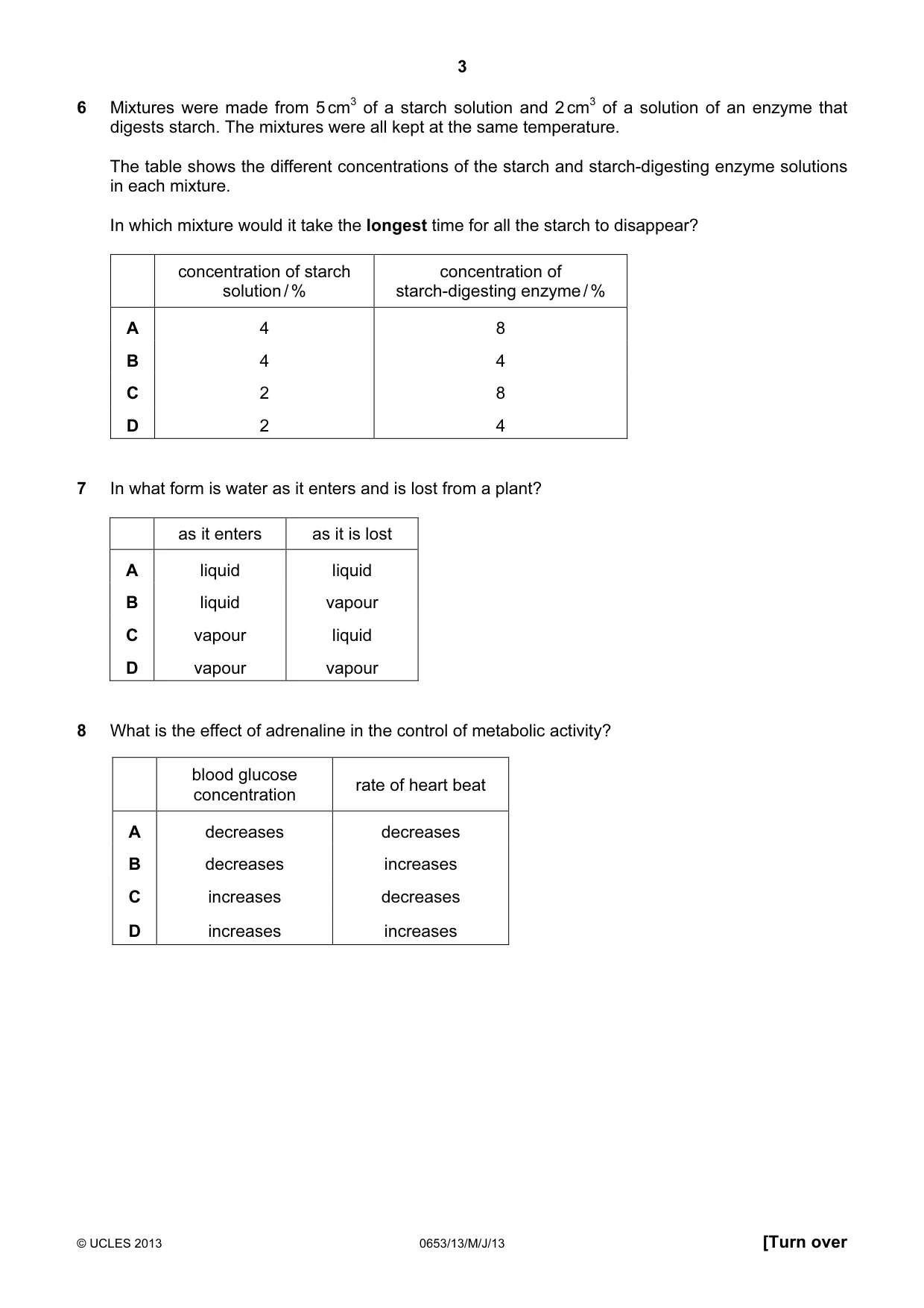 Cambridge IGCSE Science - Combined 0653 2013 May/June Paper 1 · Variant 3 question paper, page 3 of 20
