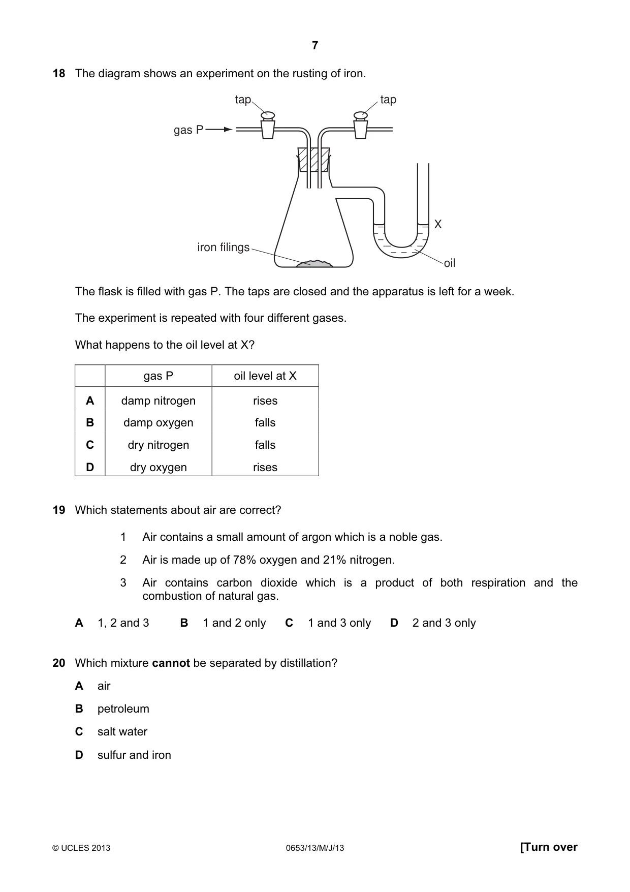 Cambridge IGCSE Science - Combined 0653 2013 May/June Paper 1 · Variant 3 question paper, page 7 of 20