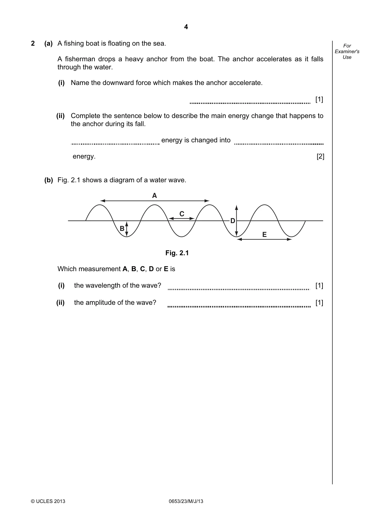 Cambridge IGCSE Science - Combined 0653 2013 May/June Paper 2 · Variant 3 question paper, page 4 of 24
