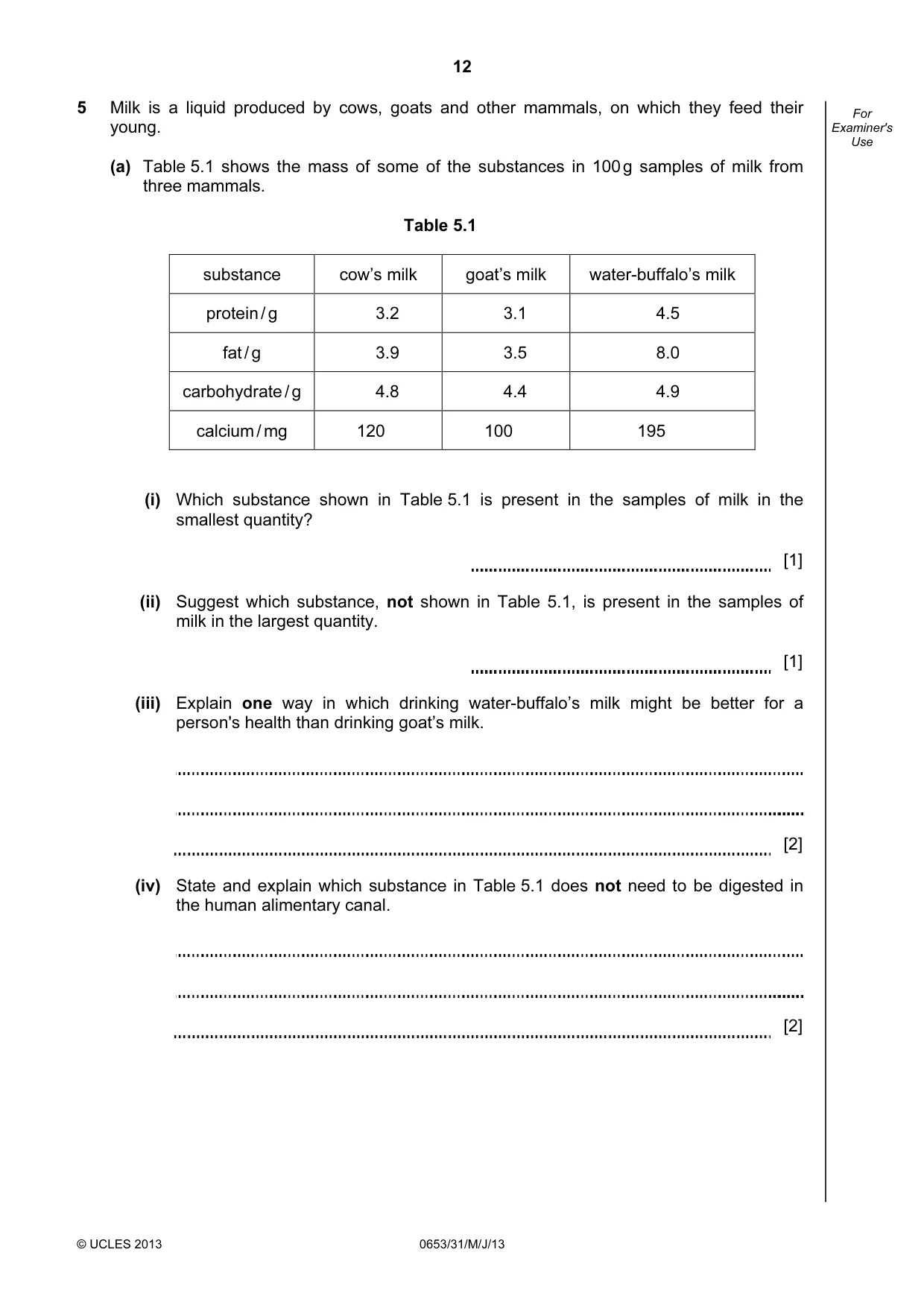 Cambridge IGCSE Science - Combined 0653 2013 May/June Paper 3 · Variant 1 question paper, page 12 of 28