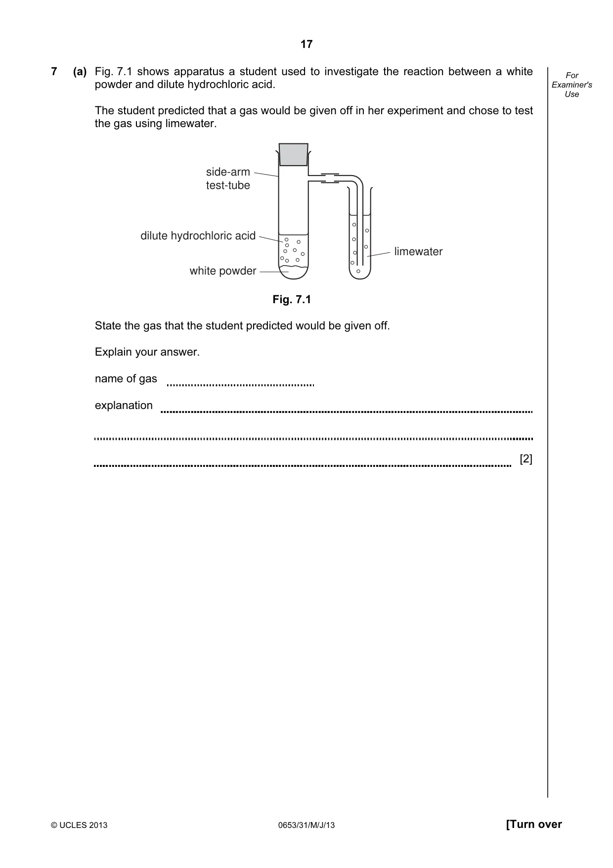 Cambridge IGCSE Science - Combined 0653 2013 May/June Paper 3 · Variant 1 question paper, page 17 of 28
