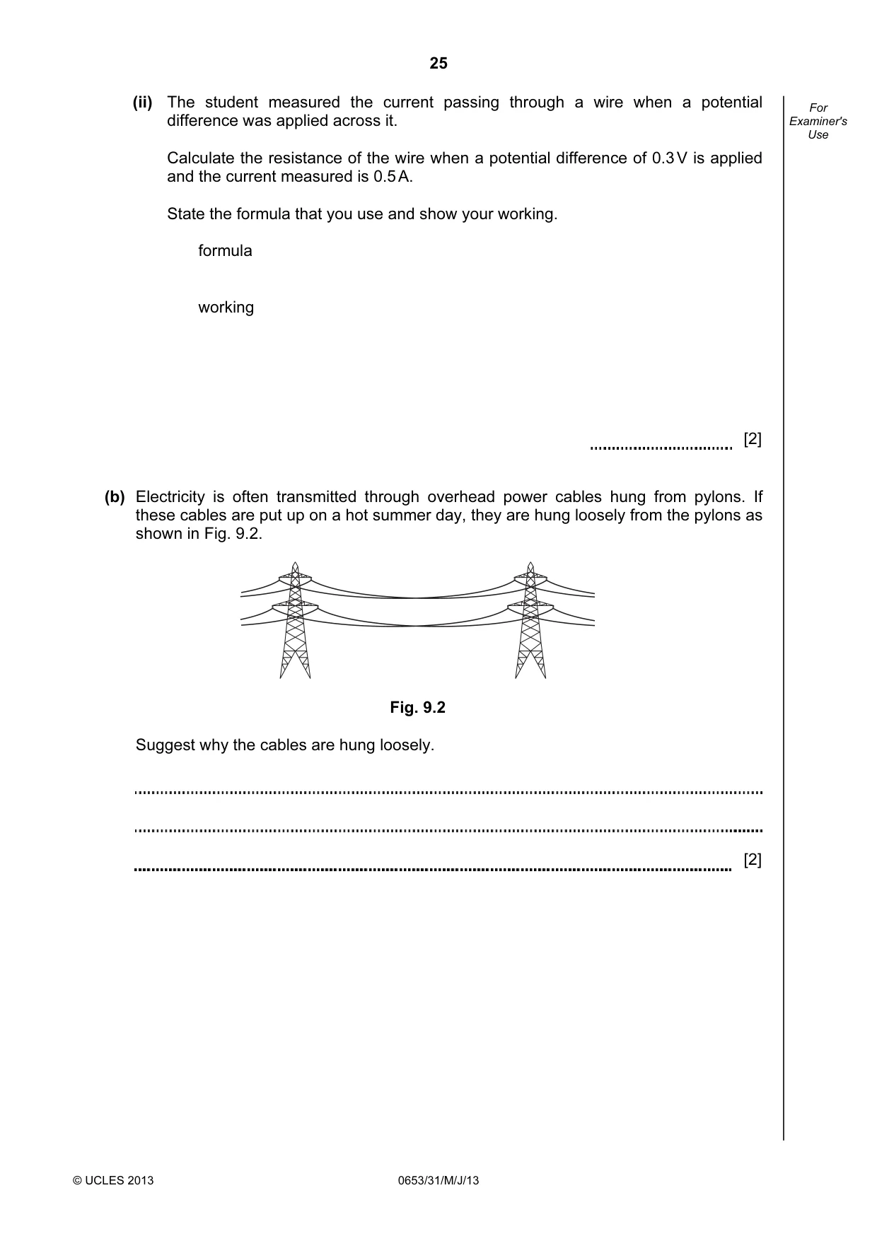 Cambridge IGCSE Science - Combined 0653 2013 May/June Paper 3 · Variant 1 question paper, page 25 of 28