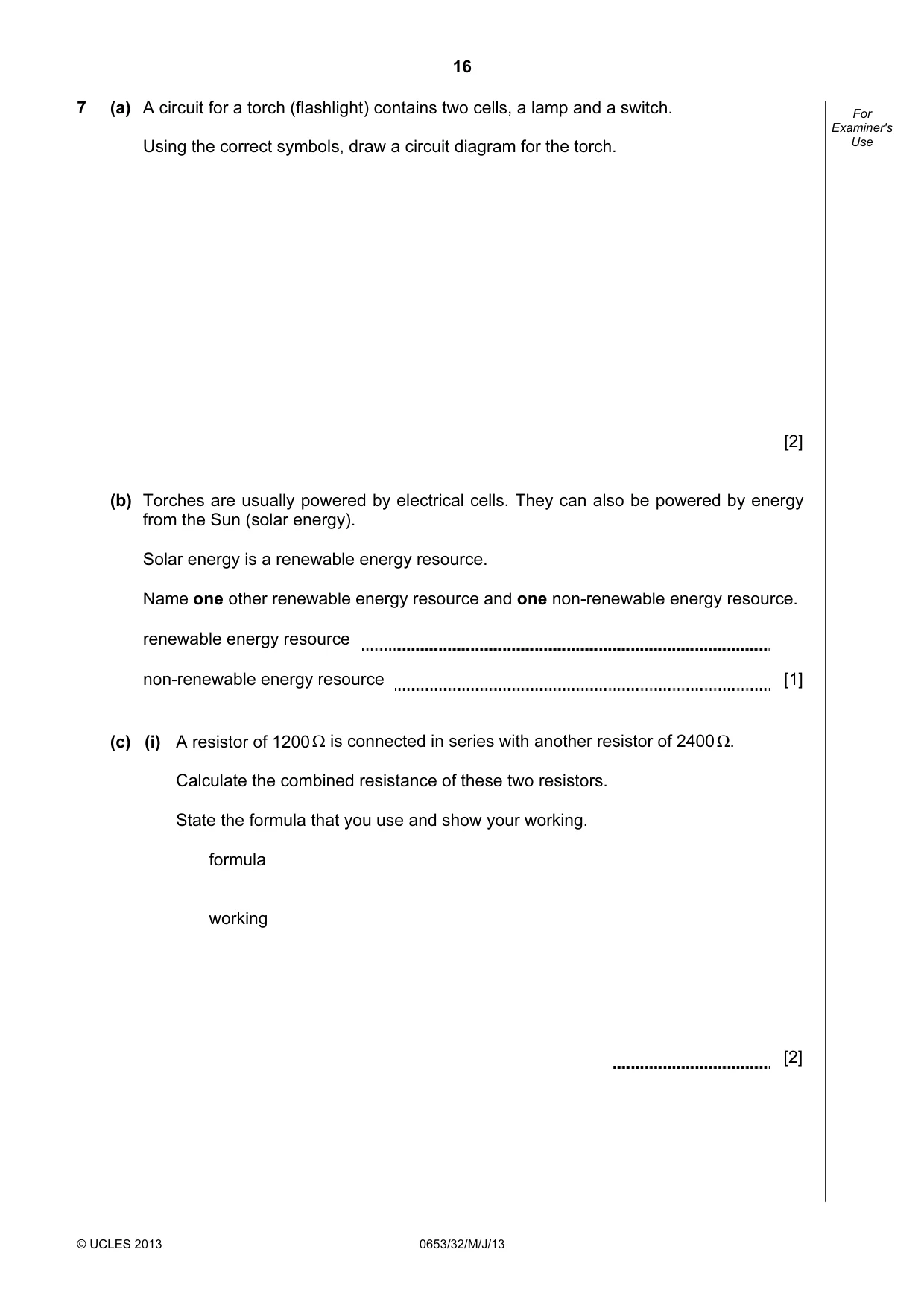 Cambridge IGCSE Science - Combined 0653 2013 May/June Paper 3 · Variant 2 question paper, page 16 of 24