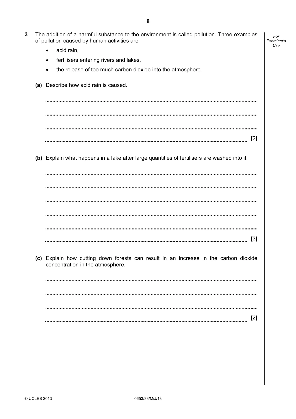Cambridge IGCSE Science - Combined 0653 2013 May/June Paper 3 · Variant 3 question paper, page 8 of 28