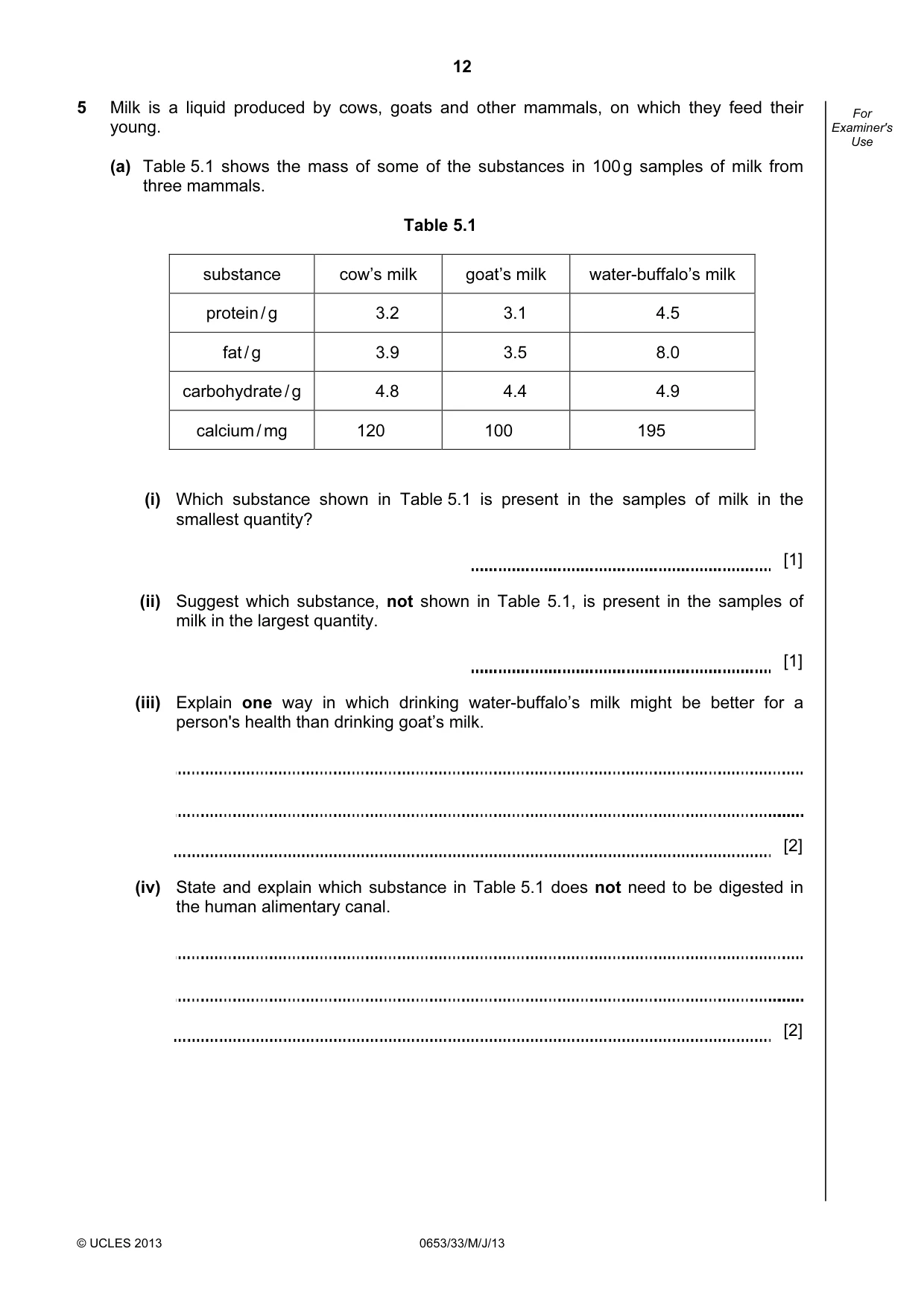 Cambridge IGCSE Science - Combined 0653 2013 May/June Paper 3 · Variant 3 question paper, page 12 of 28