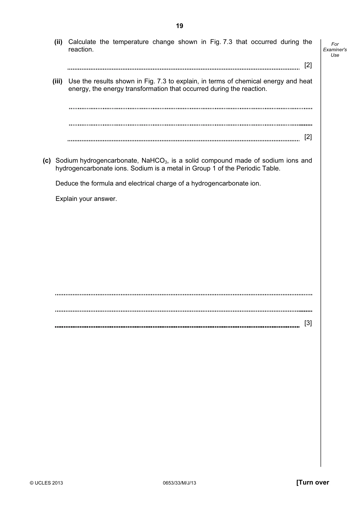 Cambridge IGCSE Science - Combined 0653 2013 May/June Paper 3 · Variant 3 question paper, page 19 of 28