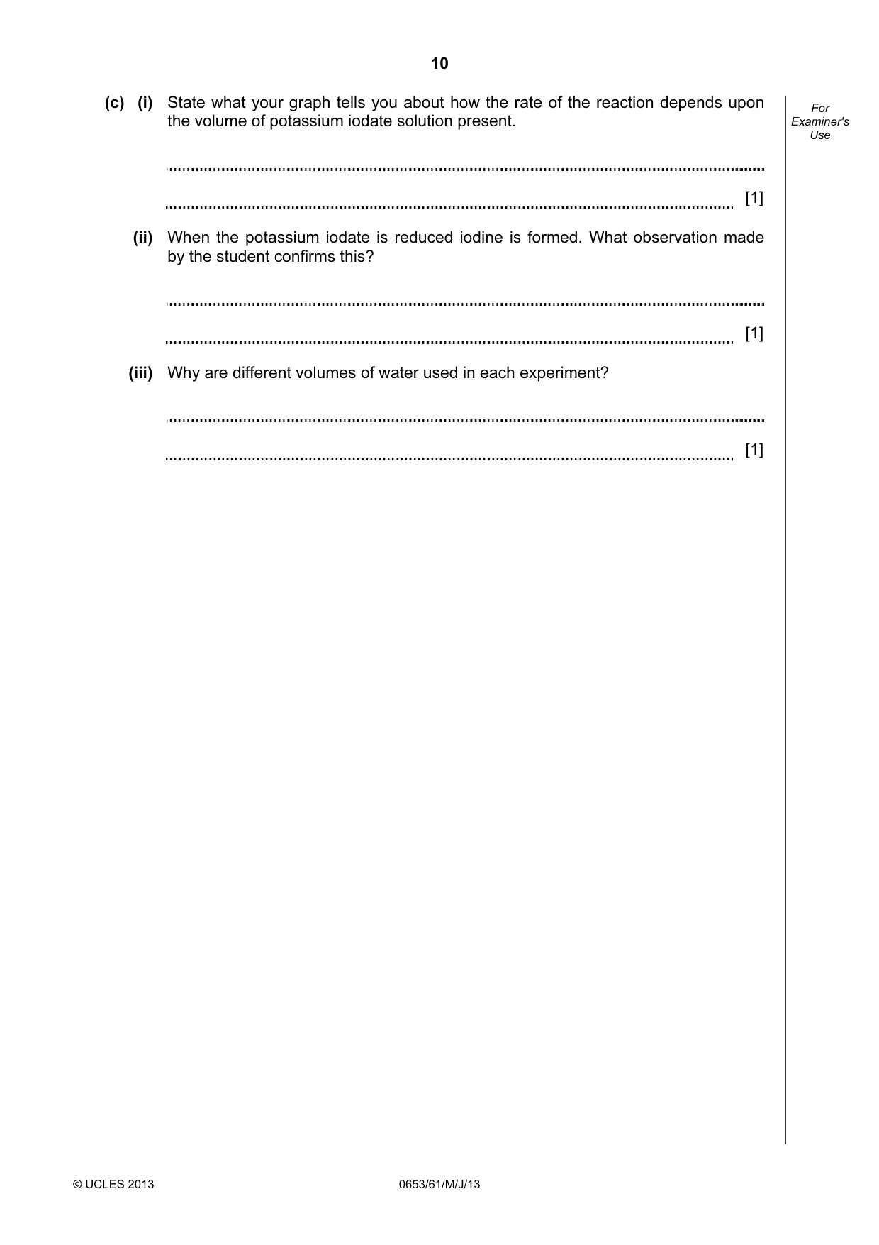 Cambridge IGCSE Science - Combined 0653 2013 May/June Paper 6 · Variant 1 question paper, page 10 of 20