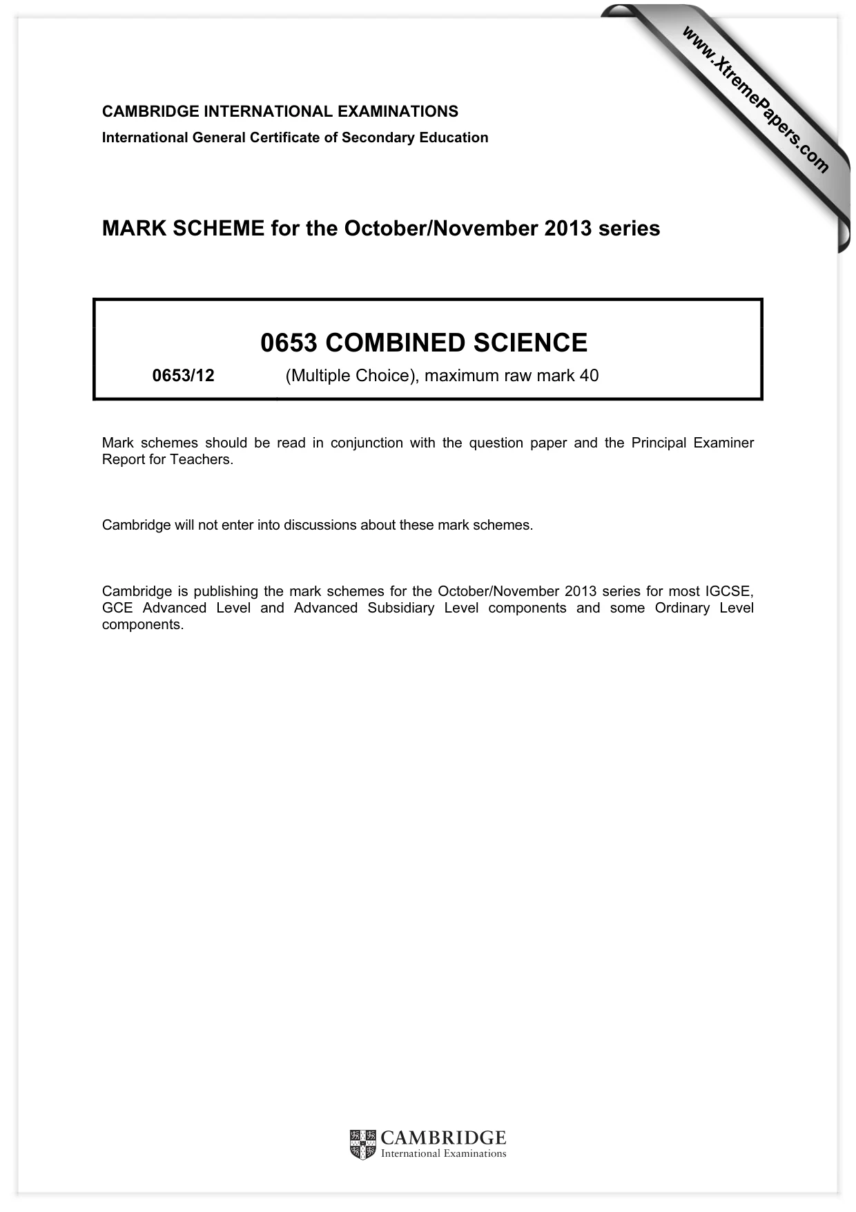 Mark scheme, page 1 of 2