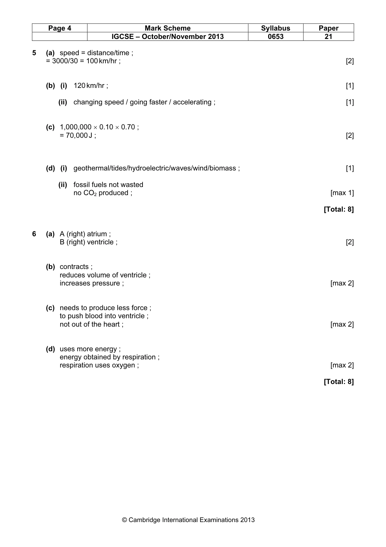 Mark scheme, page 4 of 6