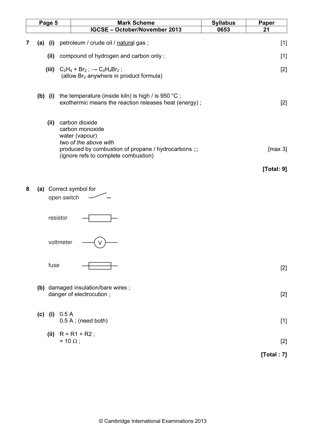 Mark scheme, page 5 of 6