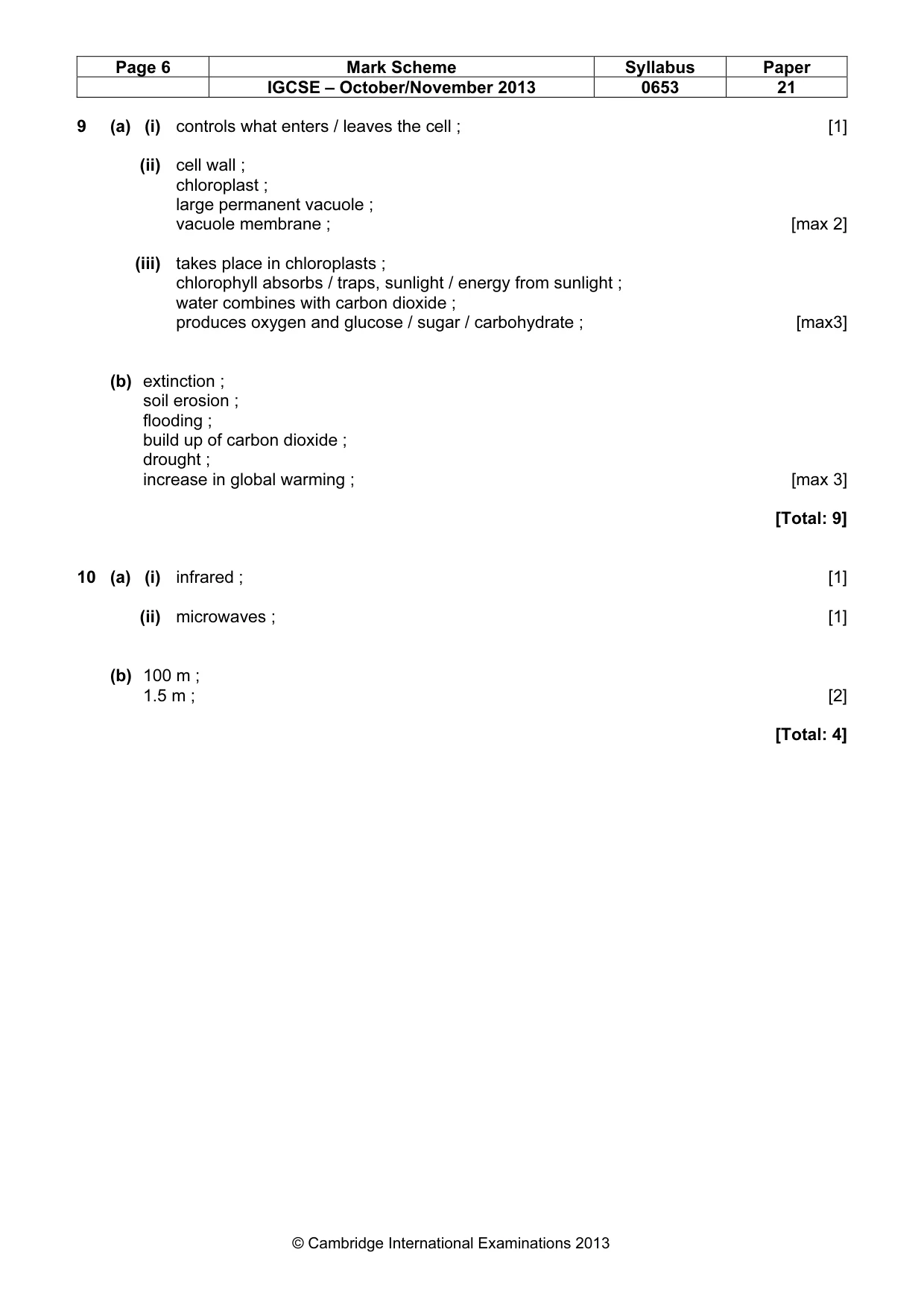 Mark scheme, page 6 of 6