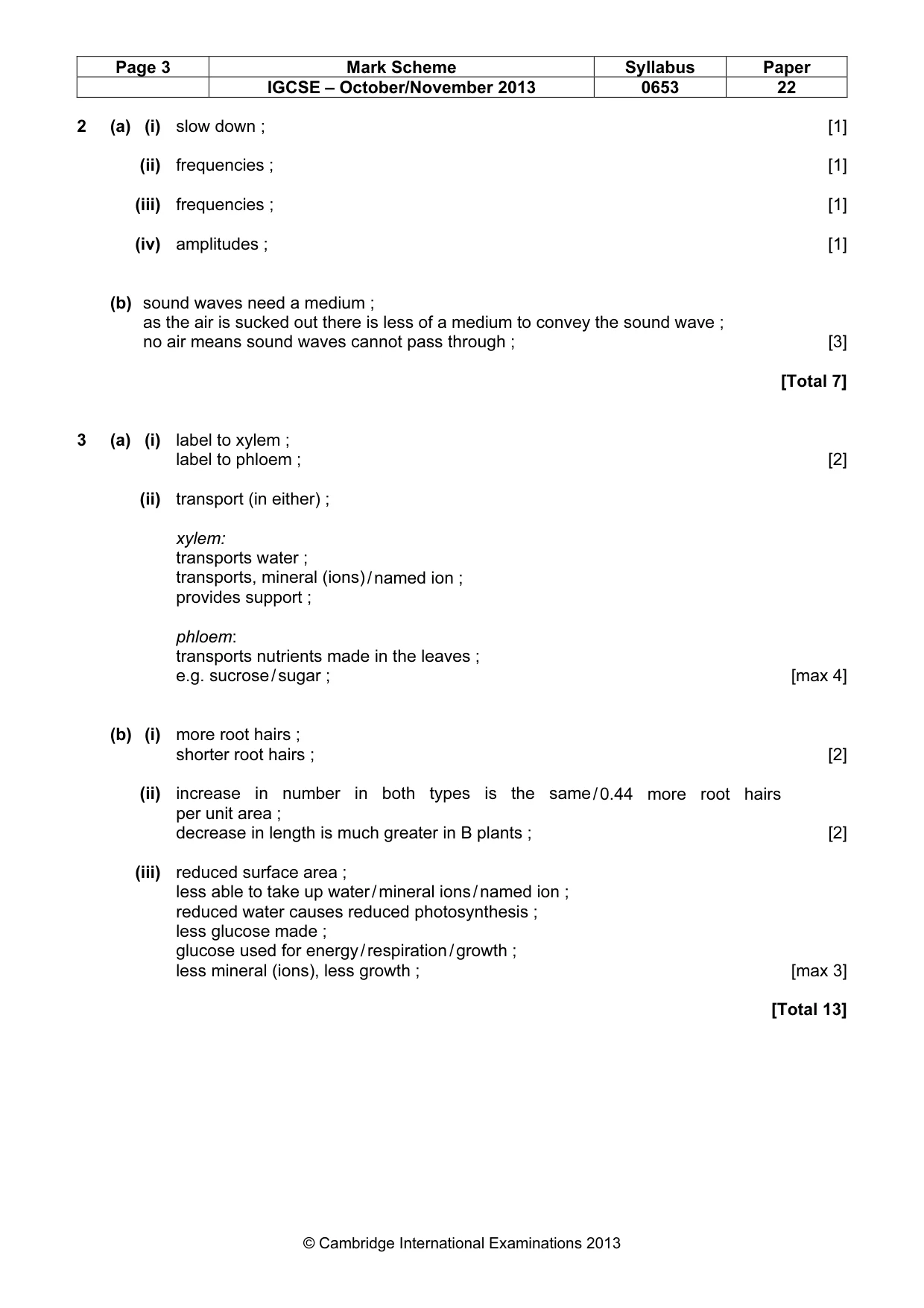 Mark scheme, page 3 of 6