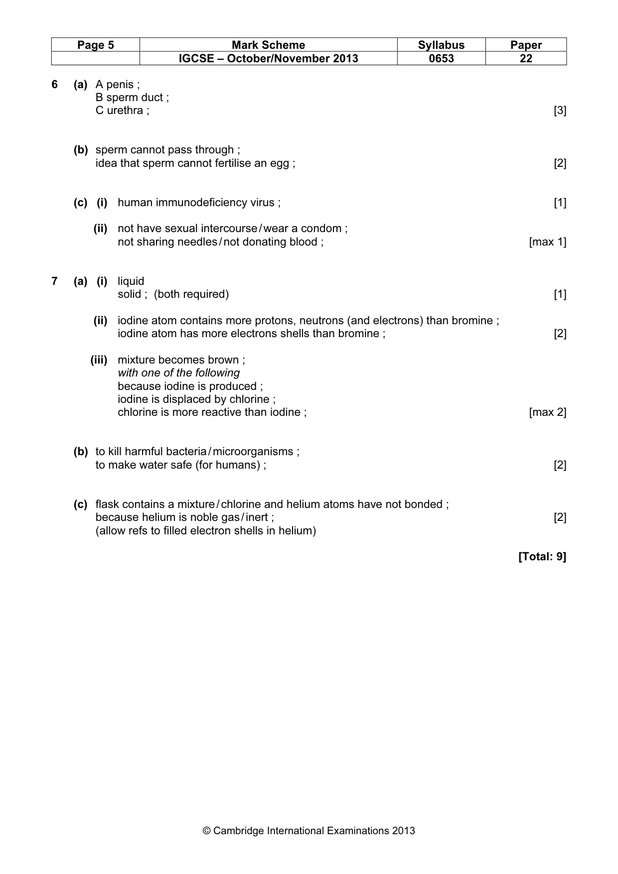 Mark scheme, page 5 of 6