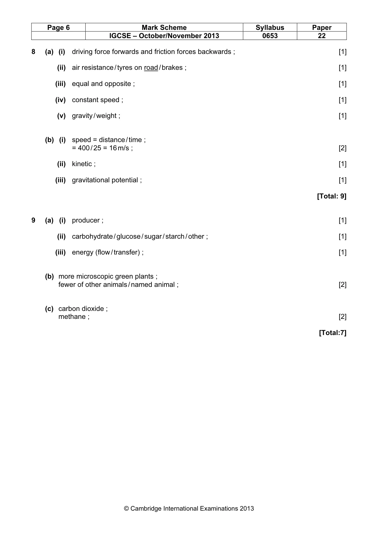 Mark scheme, page 6 of 6