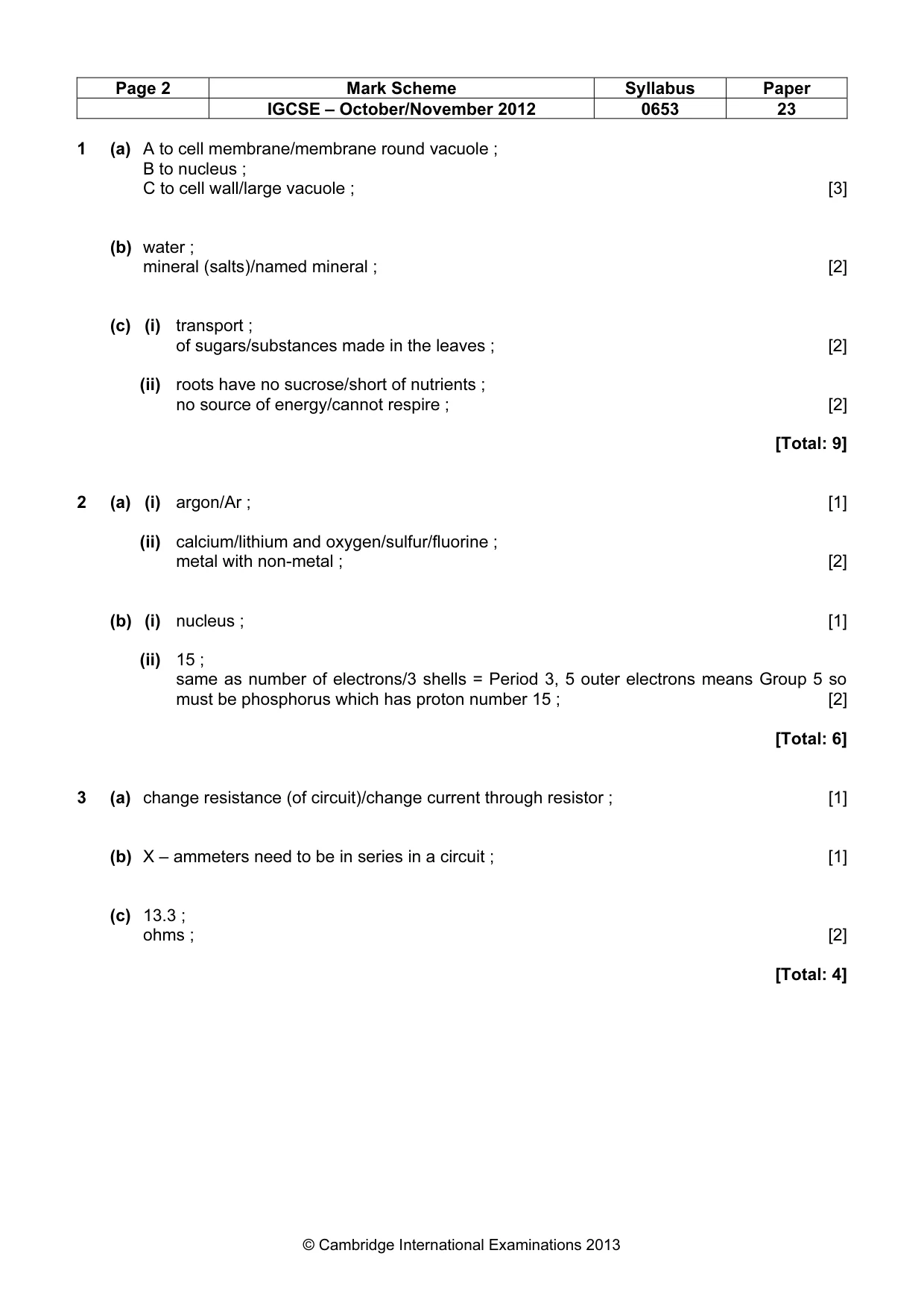 Mark scheme, page 2 of 6
