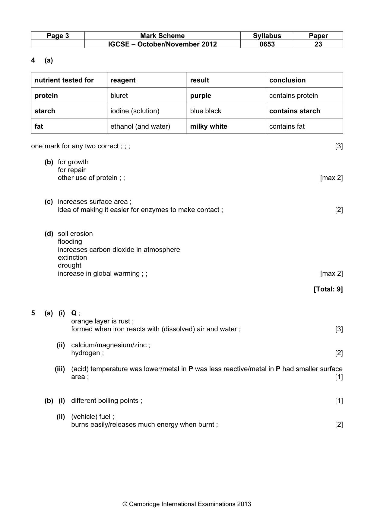 Mark scheme, page 3 of 6