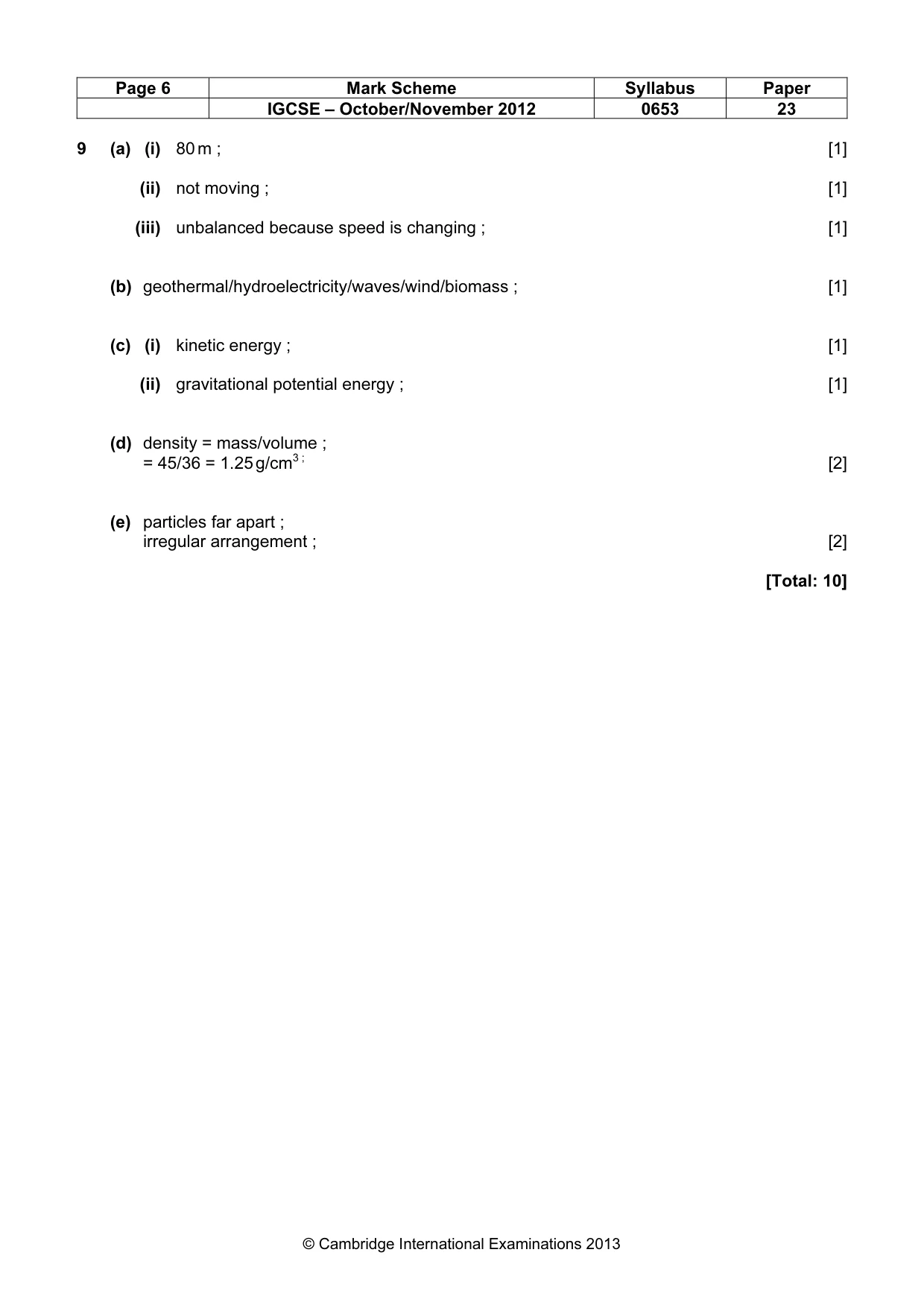Mark scheme, page 6 of 6