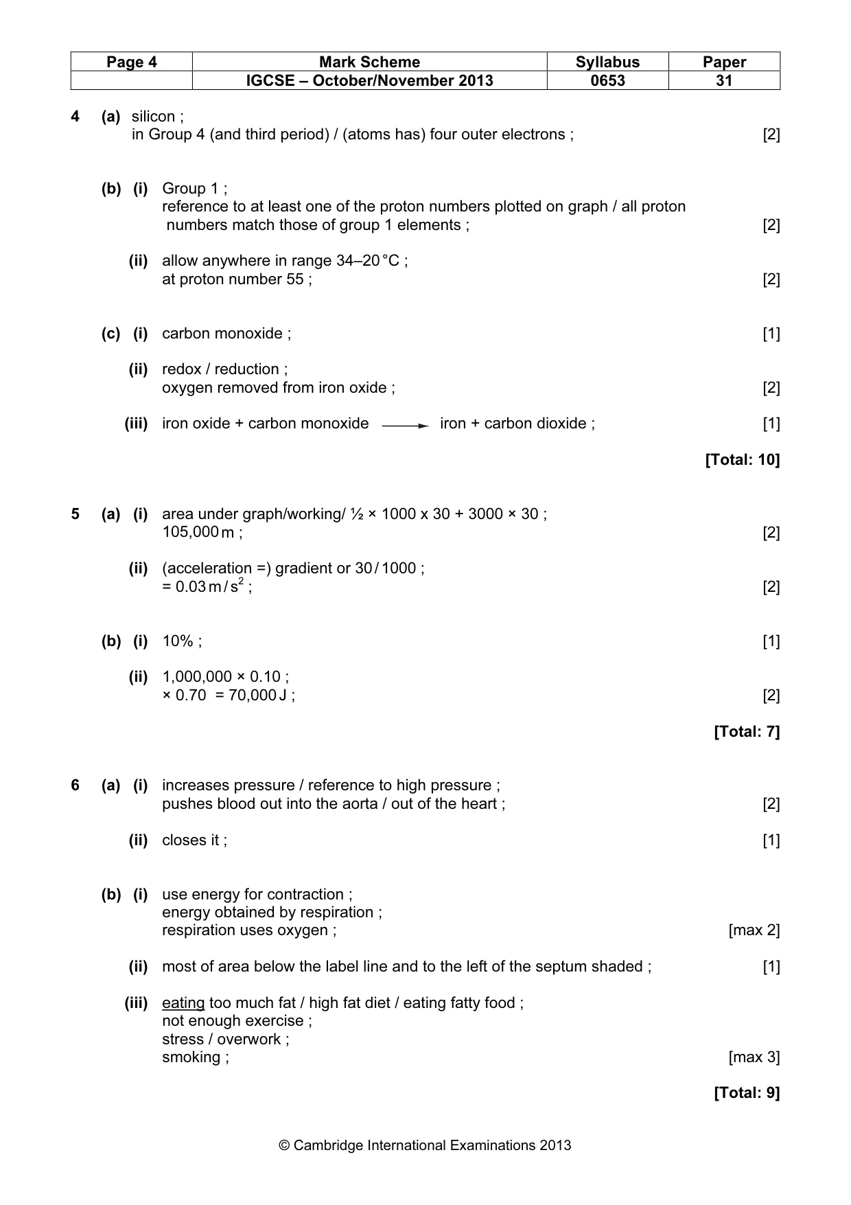 Mark scheme, page 4 of 6
