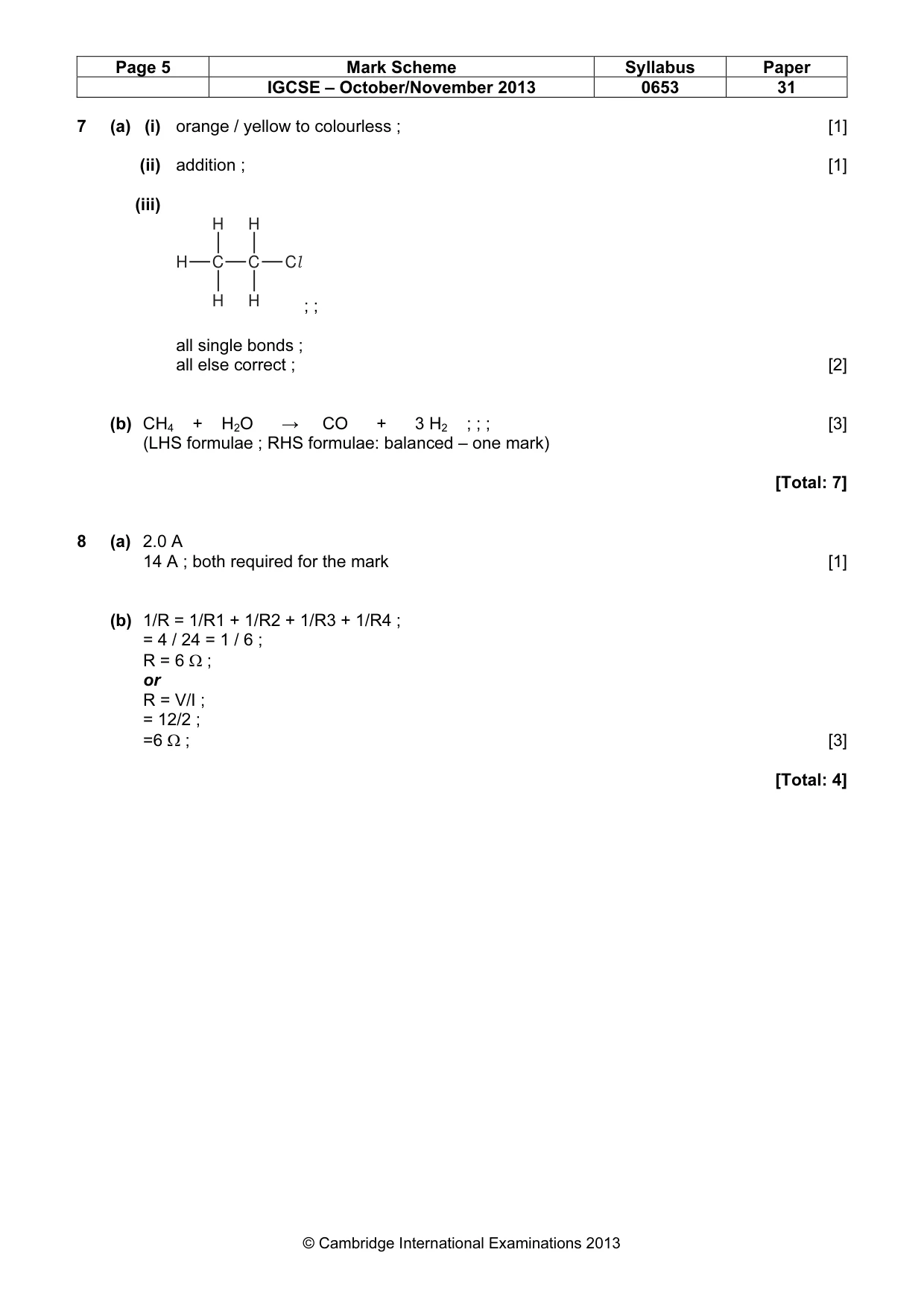 Mark scheme, page 5 of 6