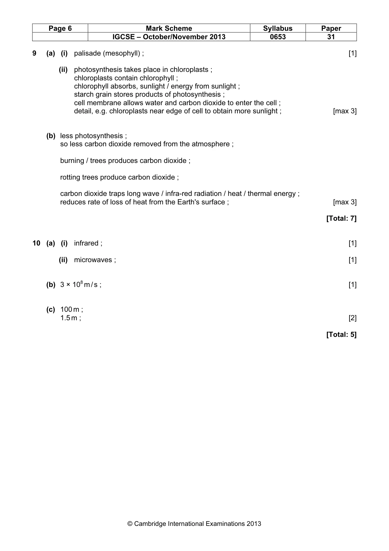 Mark scheme, page 6 of 6
