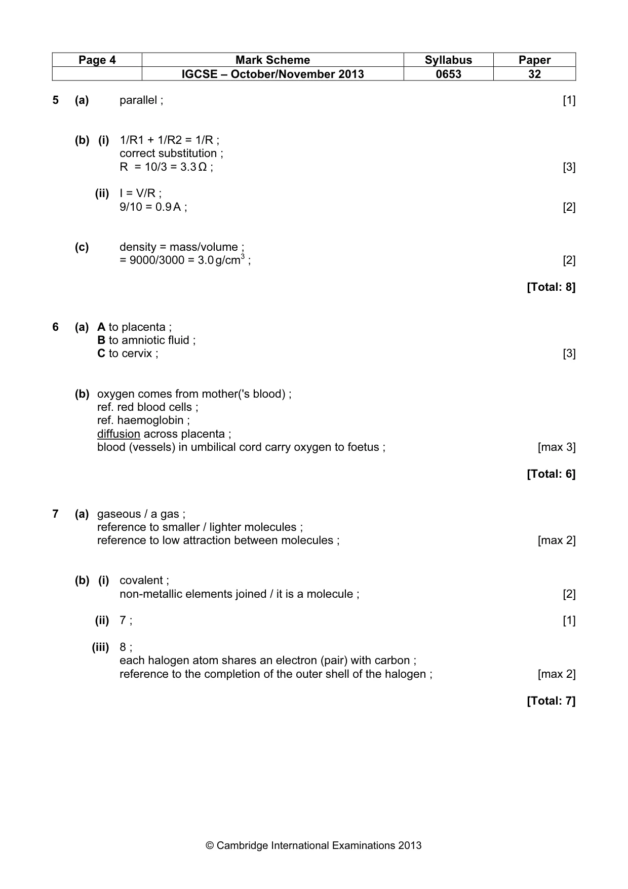 Mark scheme, page 4 of 5