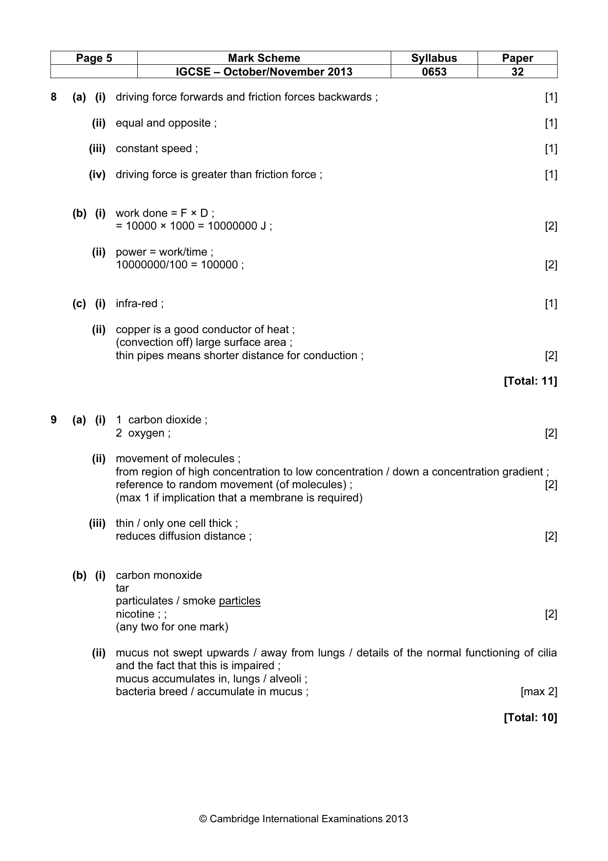 Mark scheme, page 5 of 5