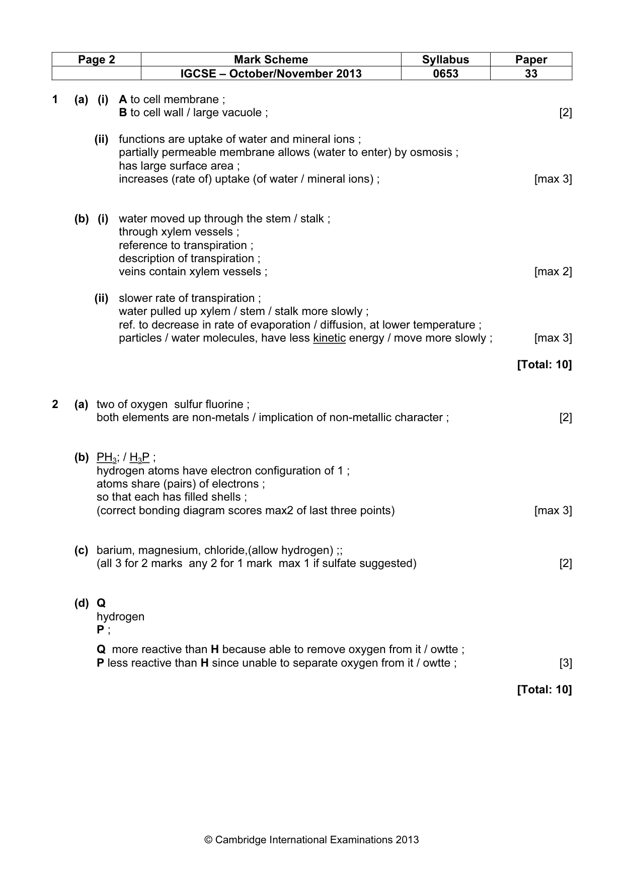 Mark scheme, page 2 of 6