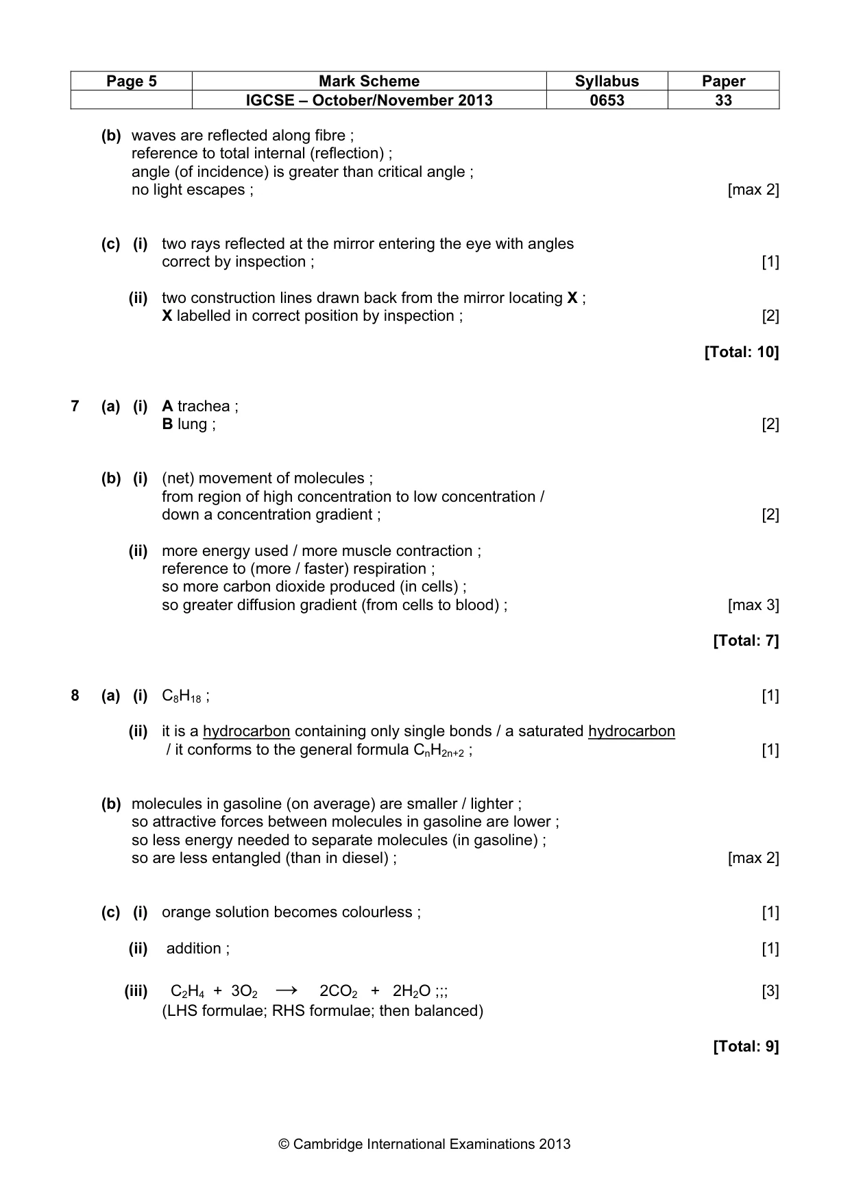 Mark scheme, page 5 of 6