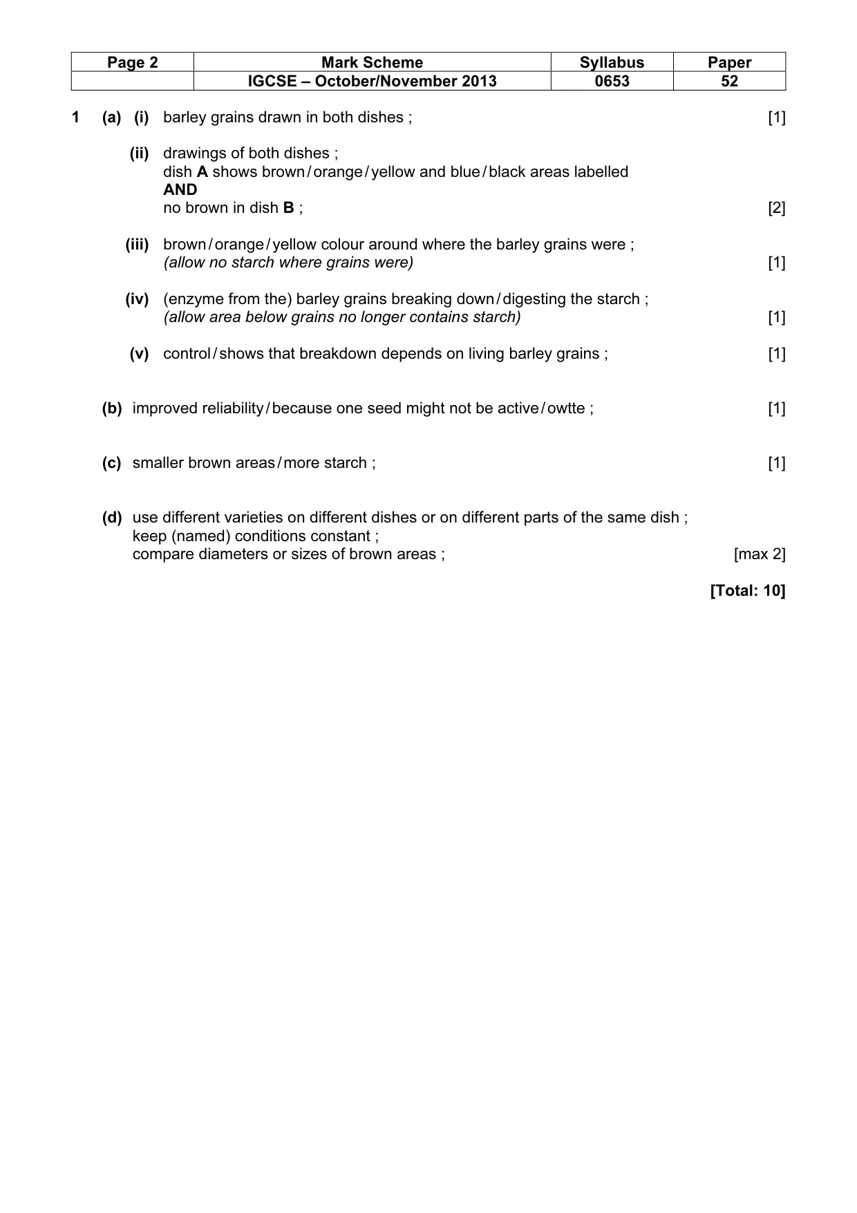 Mark scheme, page 2 of 4