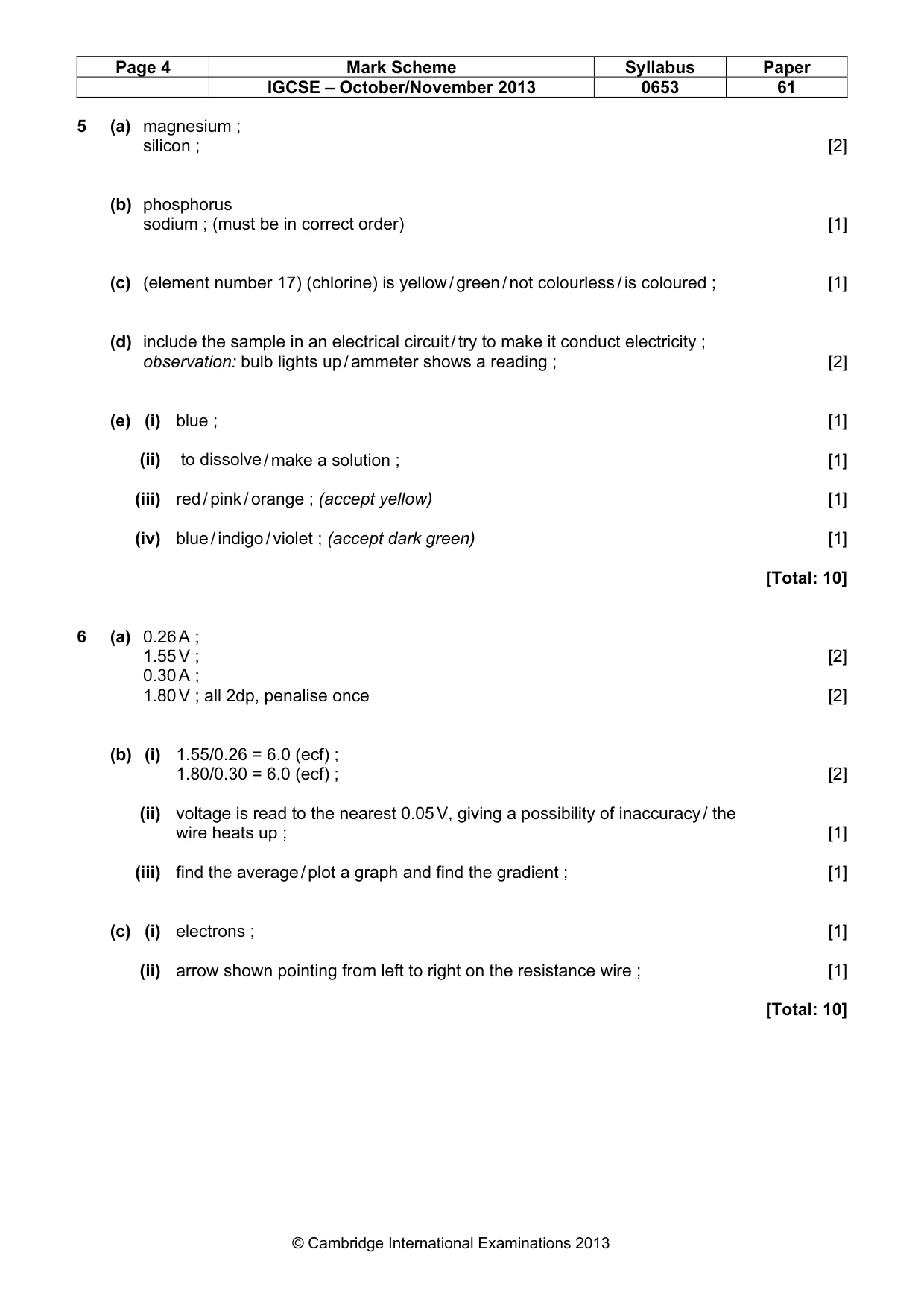 Mark scheme, page 4 of 4