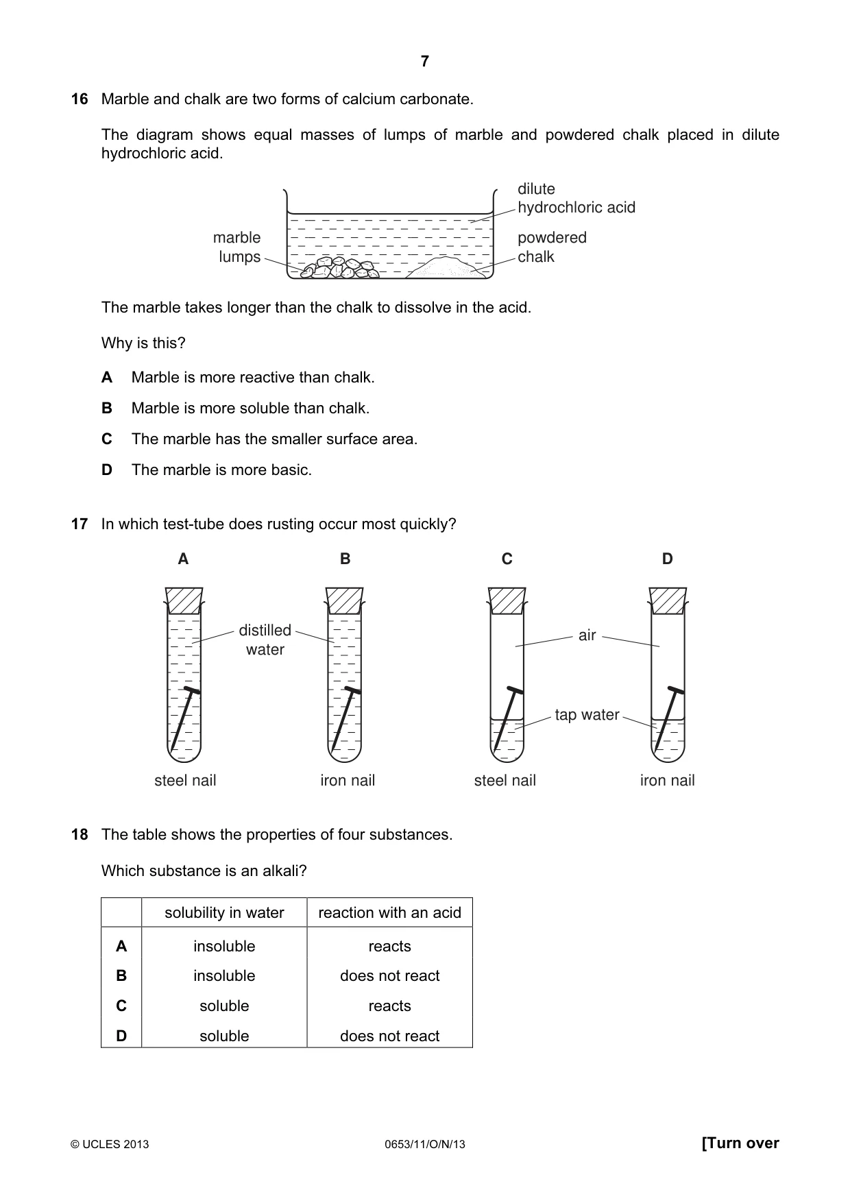 Cambridge IGCSE Science - Combined 0653 2013 Oct/Nov Paper 1 · Variant 1 question paper, page 7 of 20
