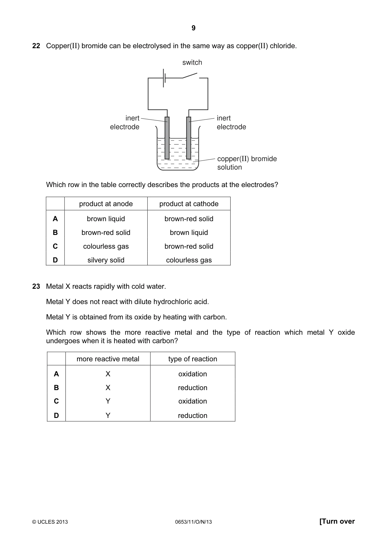 Cambridge IGCSE Science - Combined 0653 2013 Oct/Nov Paper 1 · Variant 1 question paper, page 9 of 20