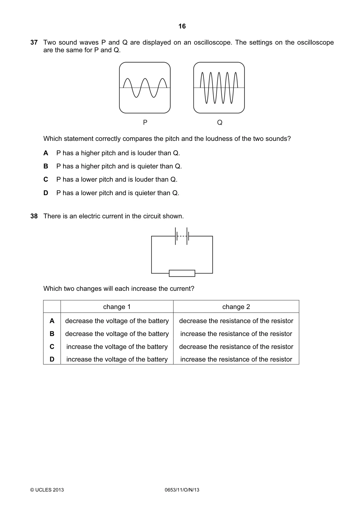 Cambridge IGCSE Science - Combined 0653 2013 Oct/Nov Paper 1 · Variant 1 question paper, page 16 of 20