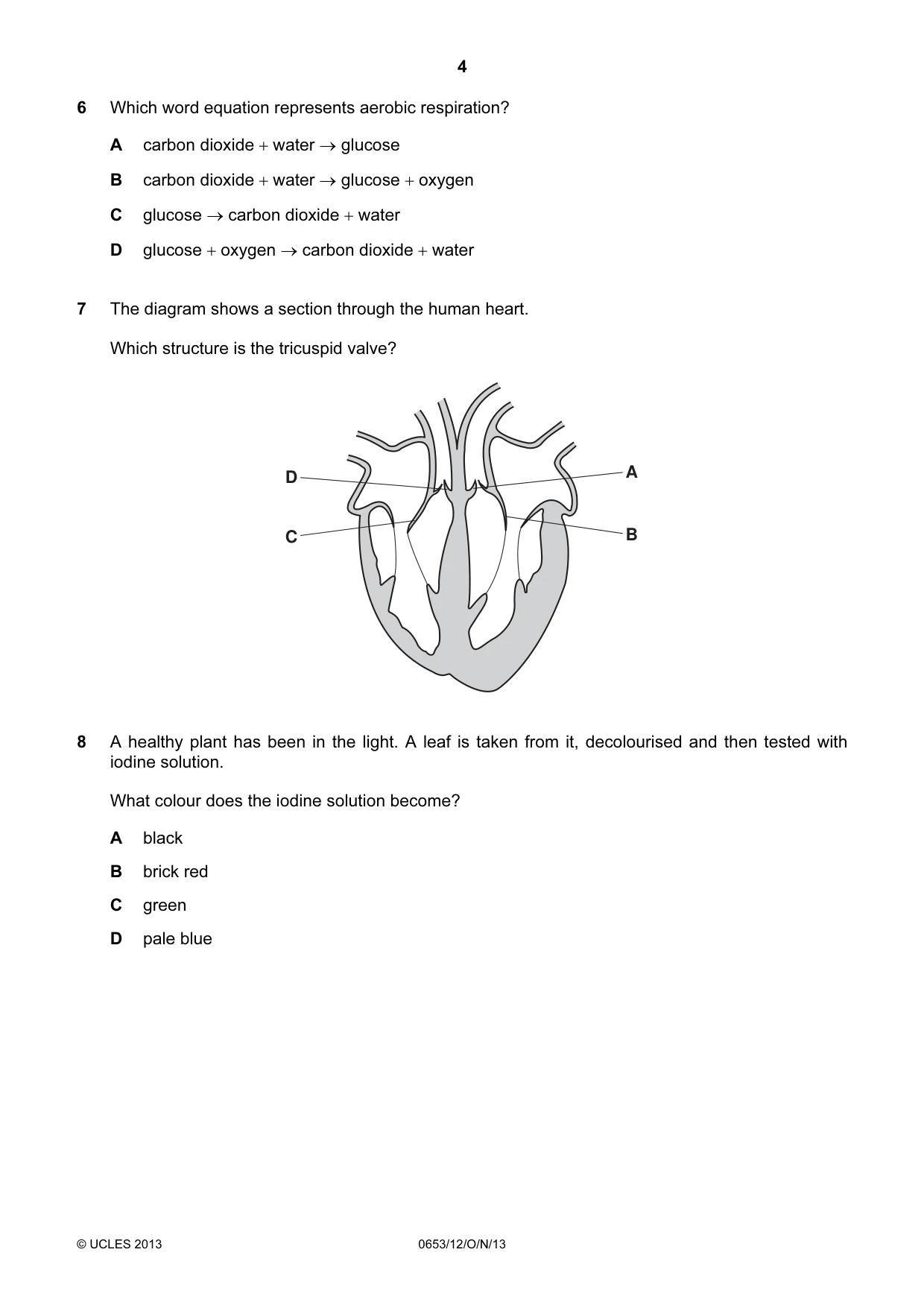 Cambridge IGCSE Science - Combined 0653 2013 Oct/Nov Paper 1 · Variant 2 question paper, page 4 of 20