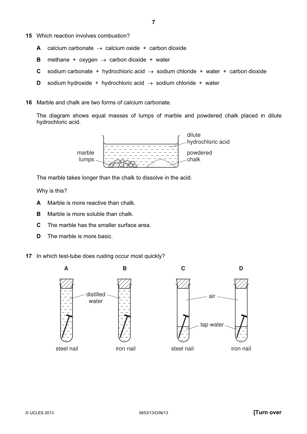 Cambridge IGCSE Science - Combined 0653 2013 Oct/Nov Paper 1 · Variant 3 question paper, page 7 of 20