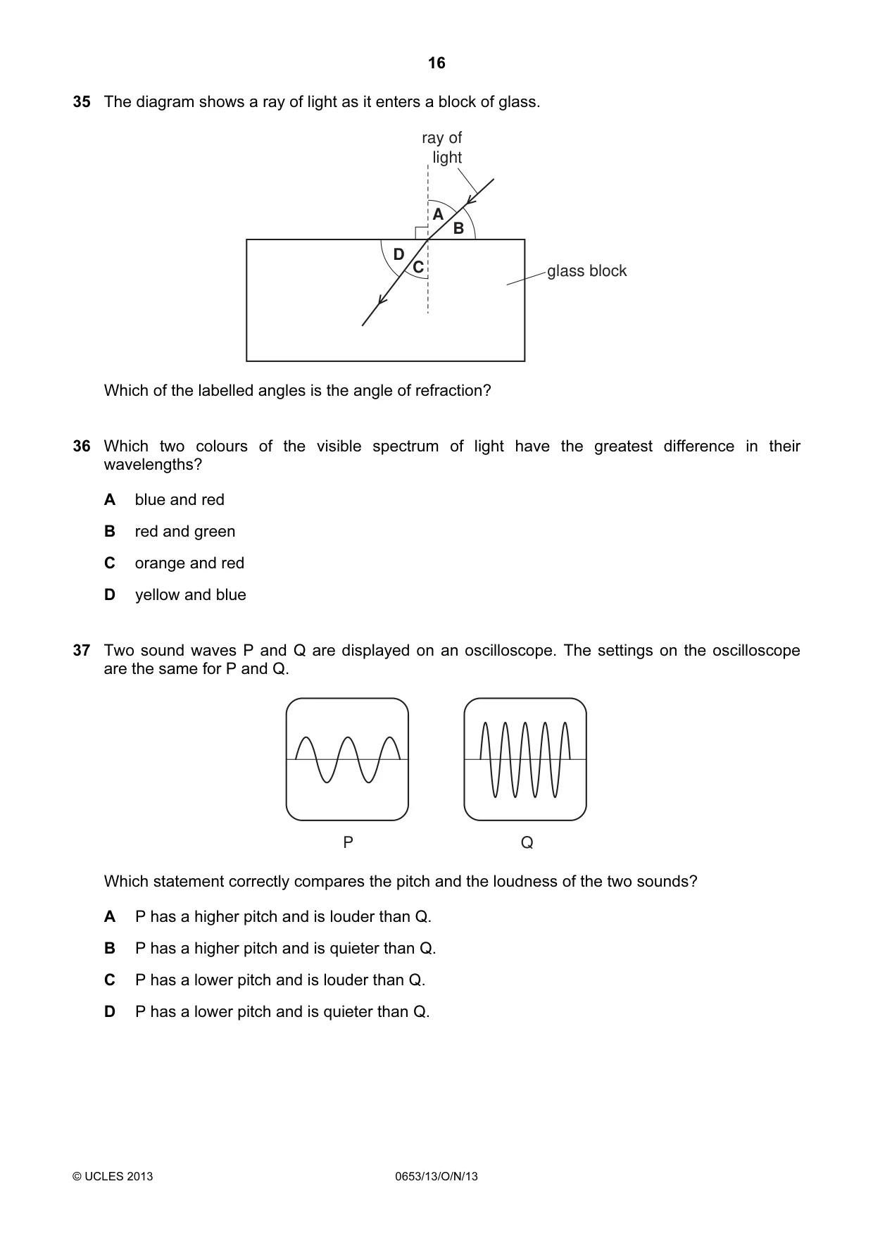 Cambridge IGCSE Science - Combined 0653 2013 Oct/Nov Paper 1 · Variant 3 question paper, page 16 of 20