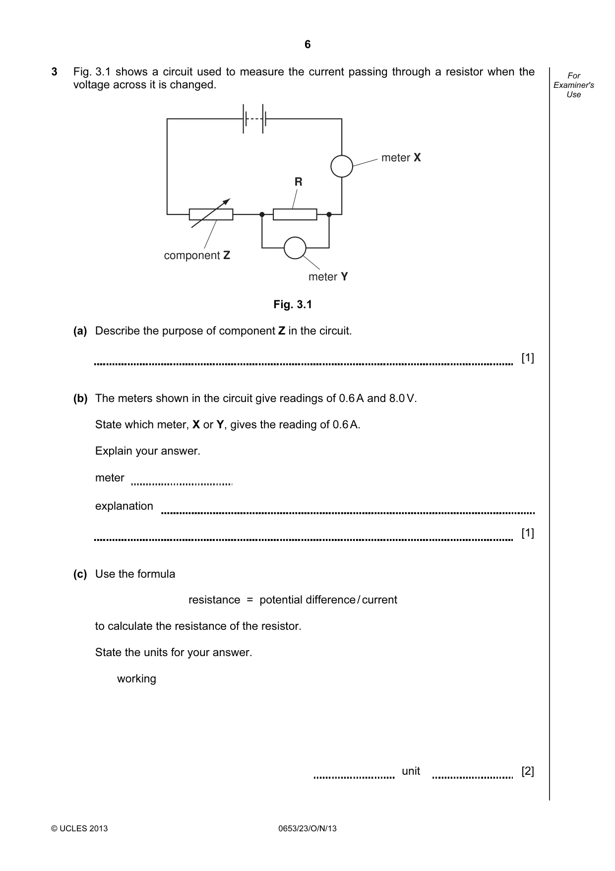 Cambridge IGCSE Science - Combined 0653 2013 Oct/Nov Paper 2 · Variant 3 question paper, page 6 of 20
